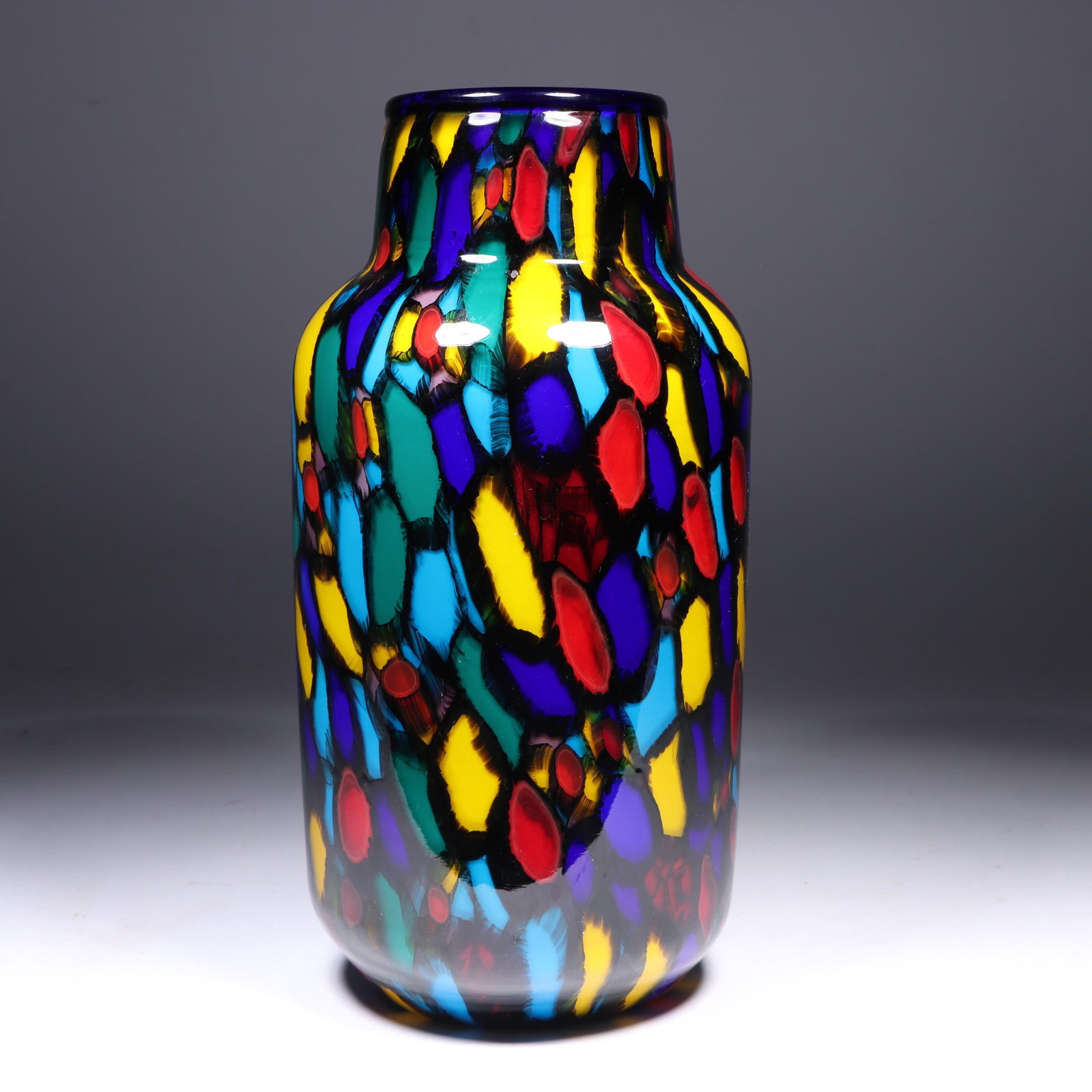 Vittorio Ferro polychrome murrina Murano art glass vase for Fratelli Pagnin, 1988 10 1/2"H x 5 (1 of 12)