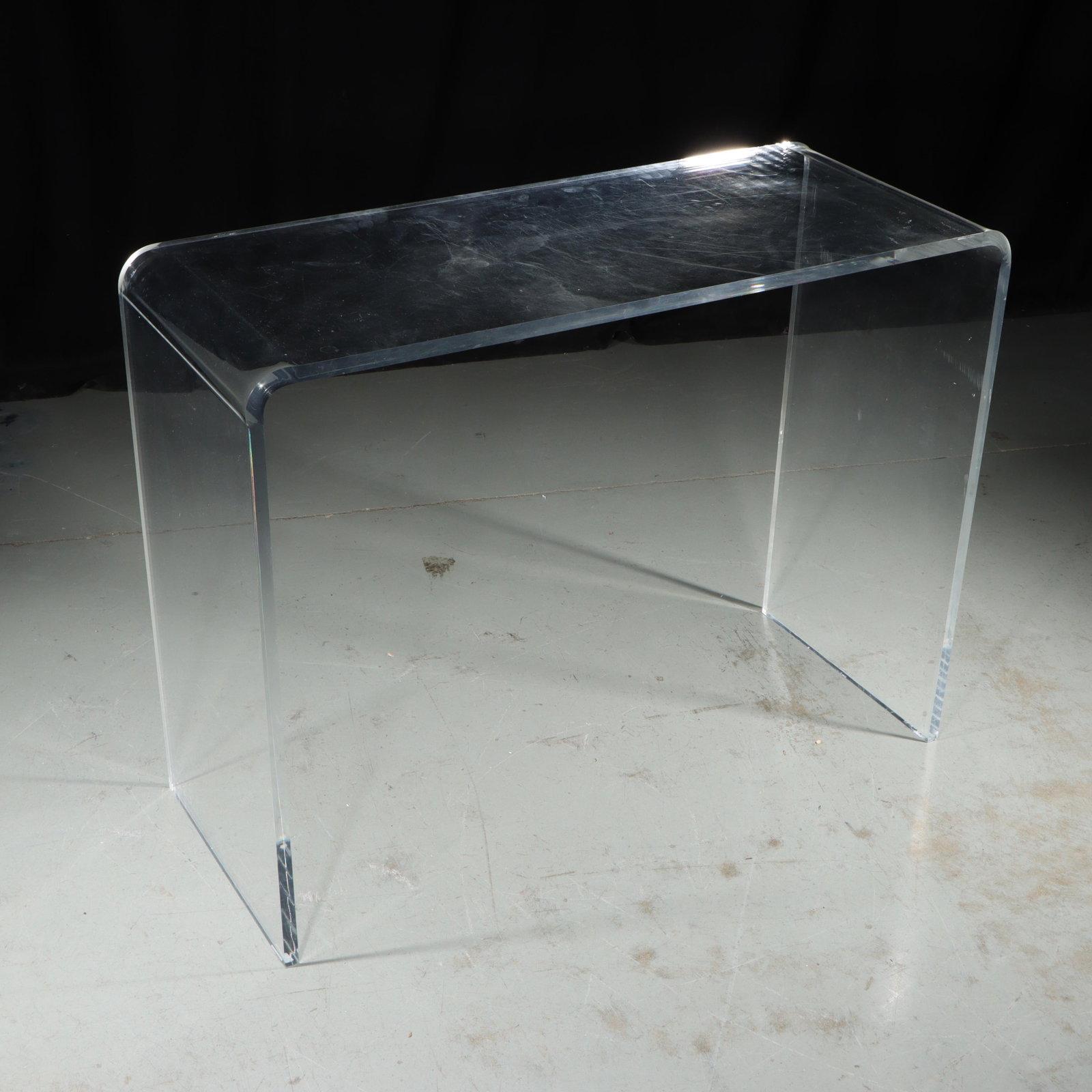 Modern contemporary clear lucite acrylic console table / desk, CB2 Peekaboo? 29"H x 38 1/2"W x 15 (1 of 8)