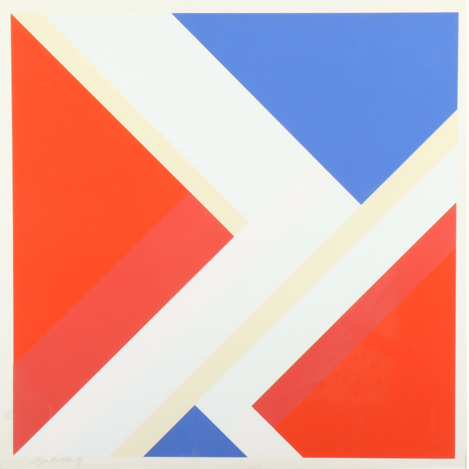 Ilya Bolotowsky, Russia / New York (1907 - 1981), red, blue, cream geometric composition, (1 of 8)