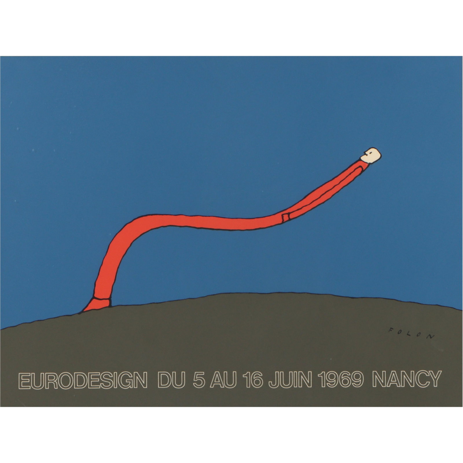 Jean-Michel Folon, Belgian (1934-2005), Eurodesign exhibition poster, Nancy, France, 1969, (1 of 8)