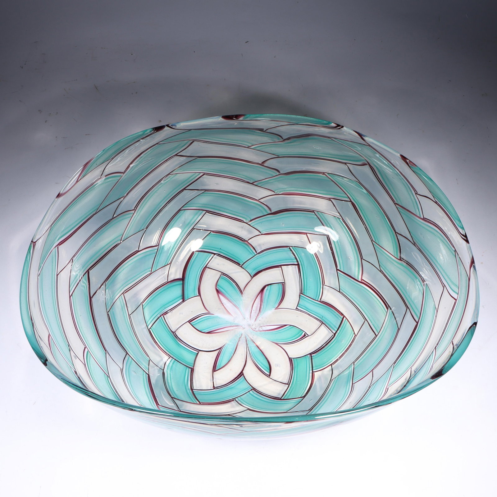 Ercole Barovier, "Intarsia", Large and Impressive Murano Art Glass Bowl 17"W x 12.5"D x 7"H (1 of 13)