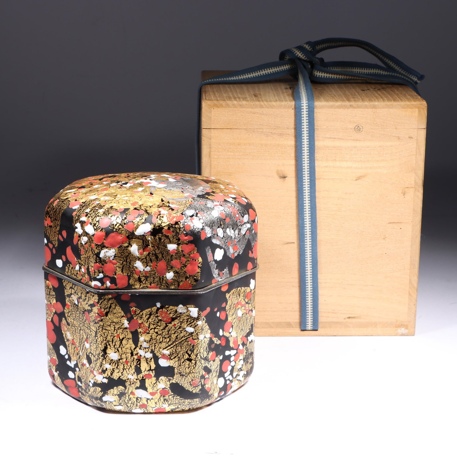 Kyohei Fujita (1921–2004) Large "Kazaribako" Red Glass Box with Tomobako 6 1/2"H x 6 1/2"W (1 of 17)