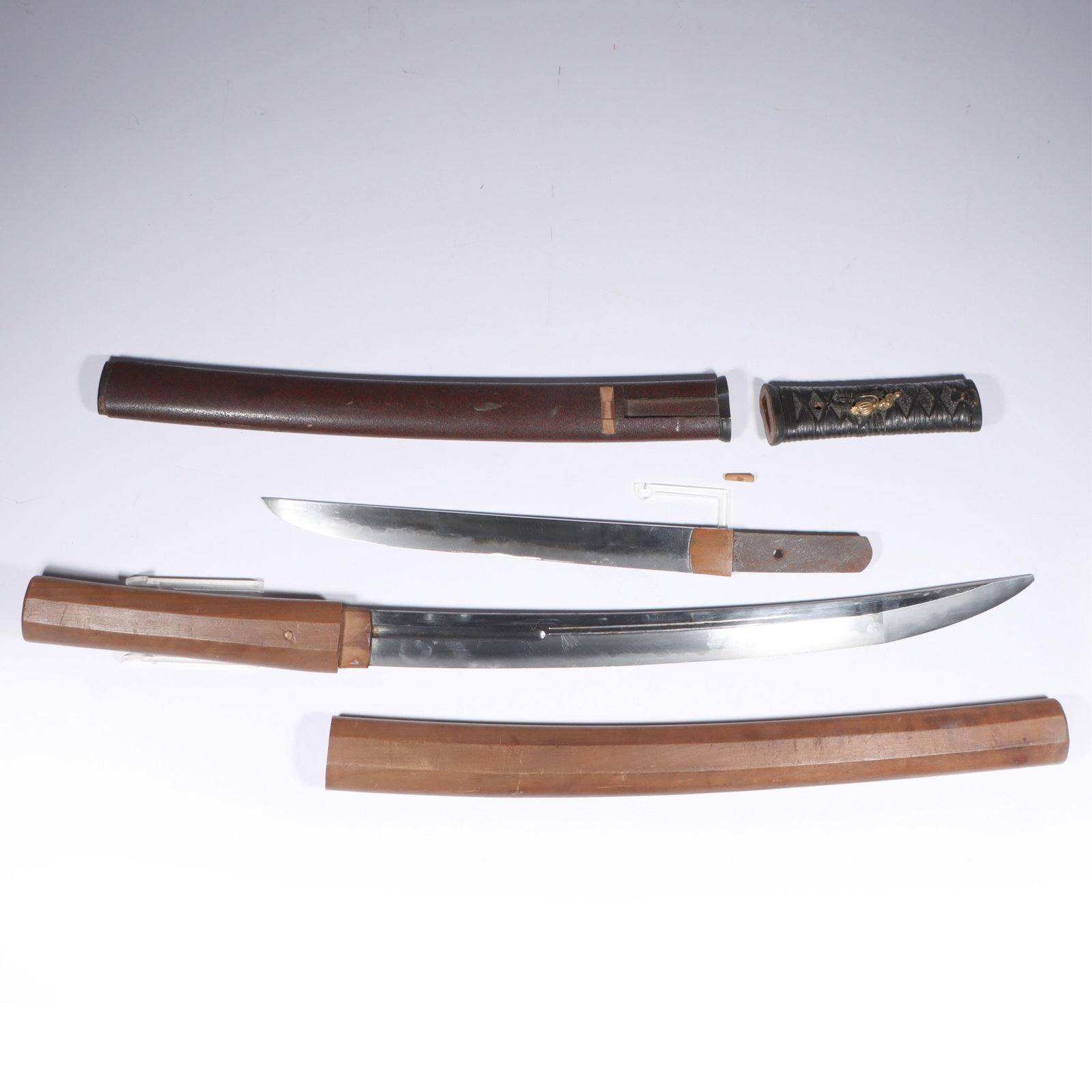 Two Japanese kodachi swords daggers blades. 24 1/4"Long x 1 1/4"W (larger sword measured) (1 of 19)