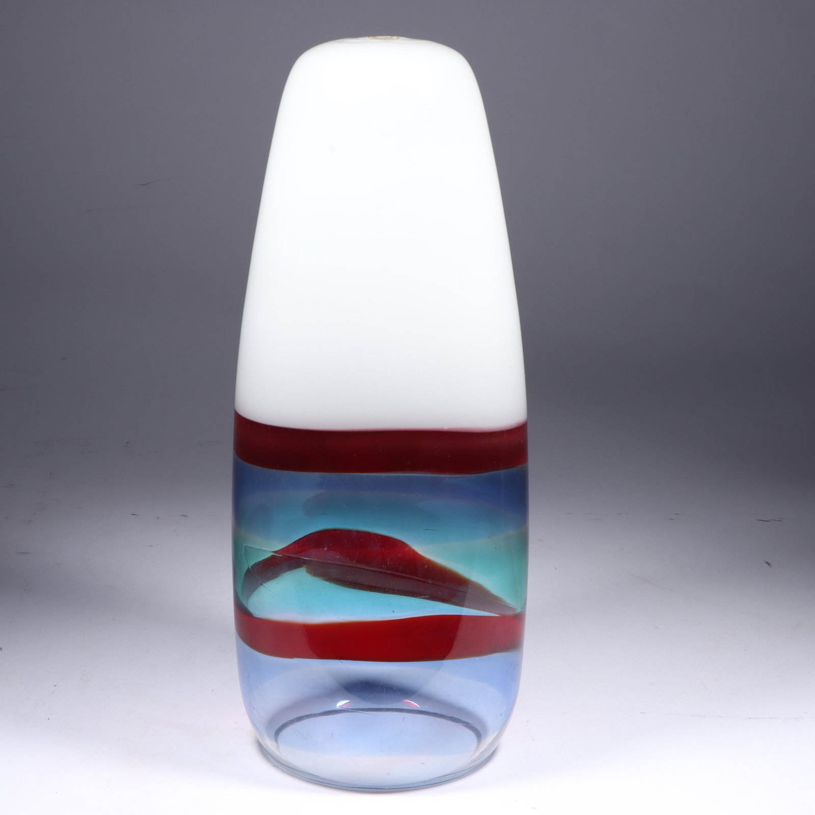 Massimo Vignelli for Venini White Polychrome Fasce Lamp Shade, c. 1950s 14 1/2"H x 5 1/2"Diam. (1 of 10)