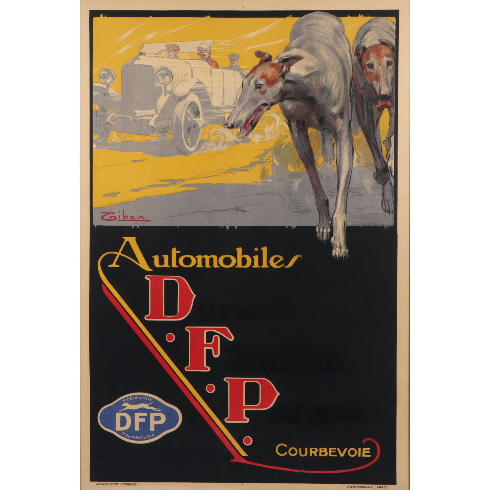 Doriot, Flandrin & Parant (DFP) automobiles French car advertising lithograph poster featuring (1 of 12)