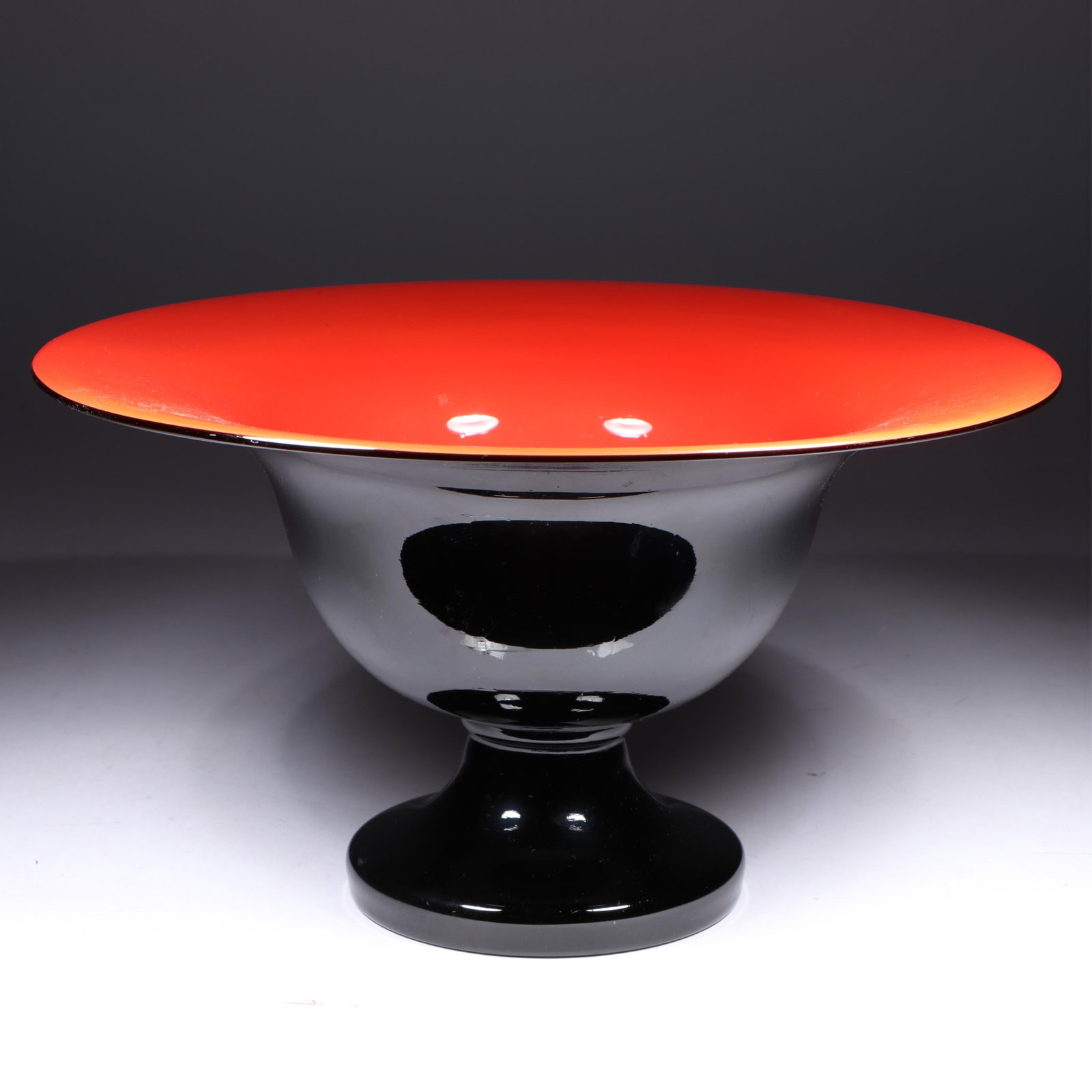 Czech bold black and red art glass vase 5 3/4"H x 10 1/2"Diam. (1 of 7)