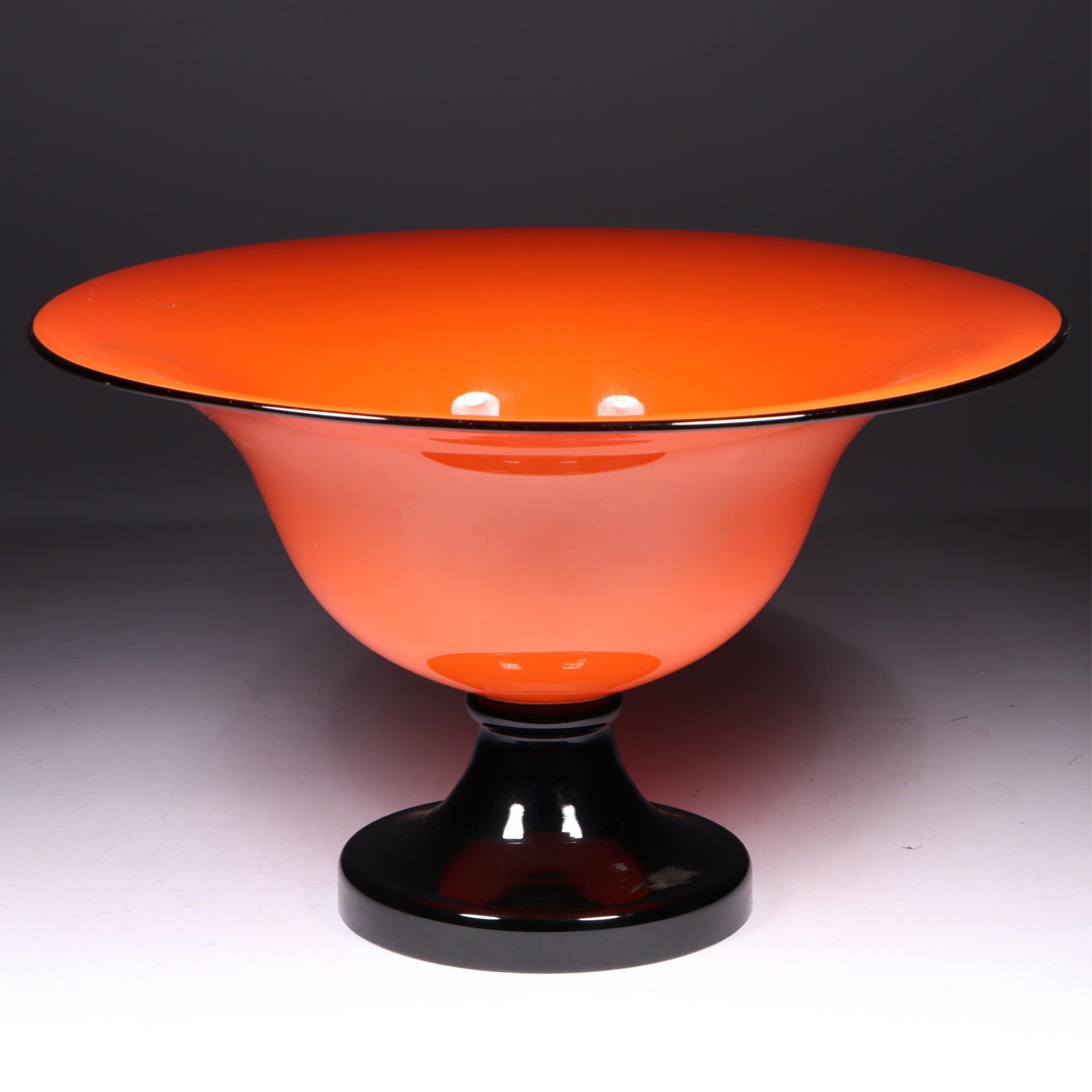 Czechoslovakian Art Deco 'Tango' Glass Centerpiece Bowl in the Style of Michael Powolny 6"H x 10 (1 of 8)