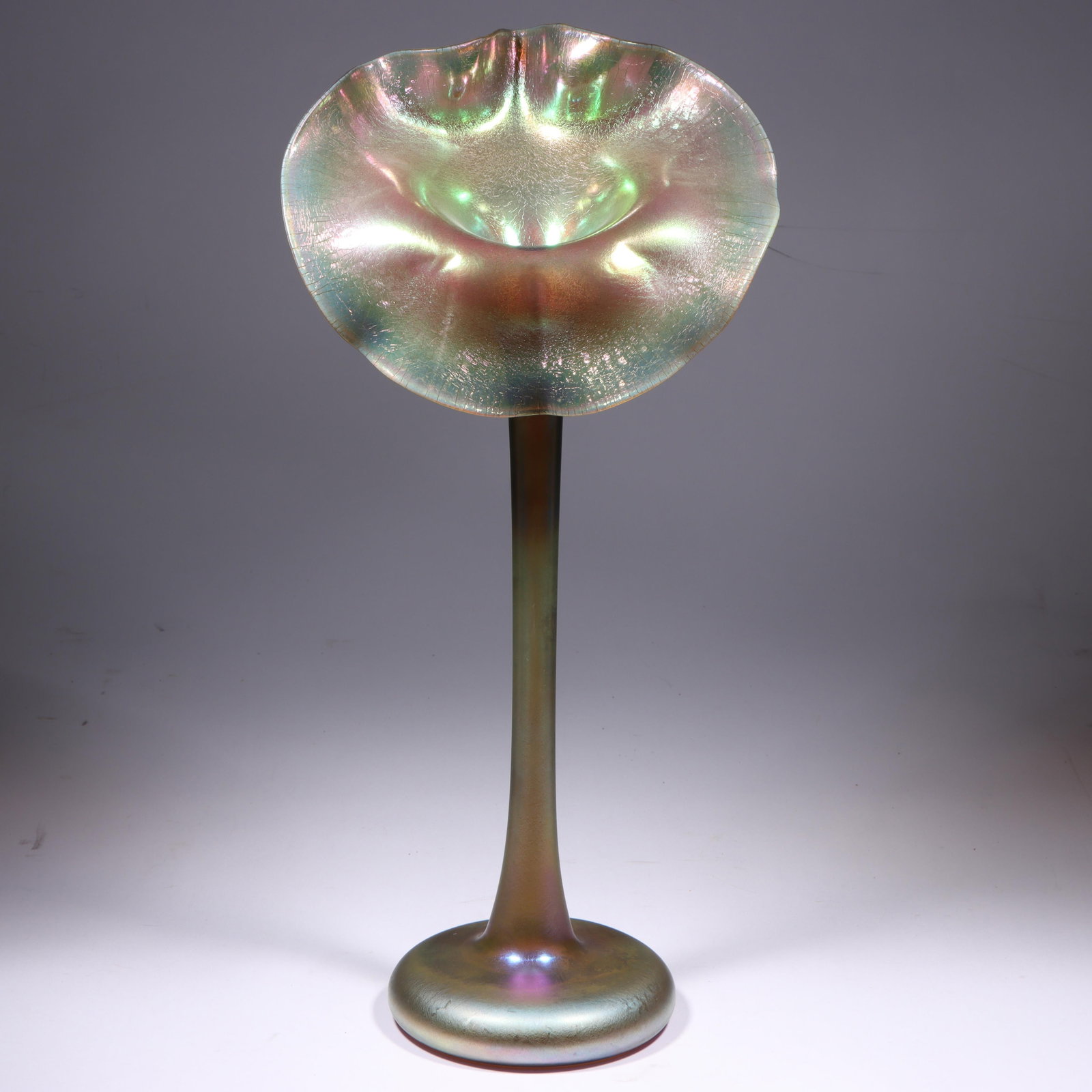 Steven Lundberg, American (1953 - 2008), Studio Jack in Pulpit, 1988 art glass vase. 17 3/4"H x 8: Steven Lundberg, American (1953 - 2008), Studio Jack in Pulpit, 1988 art glass vase. Signed, dated, and numbered, 110301 under base. 17 3/4"H x 8 1/4"W