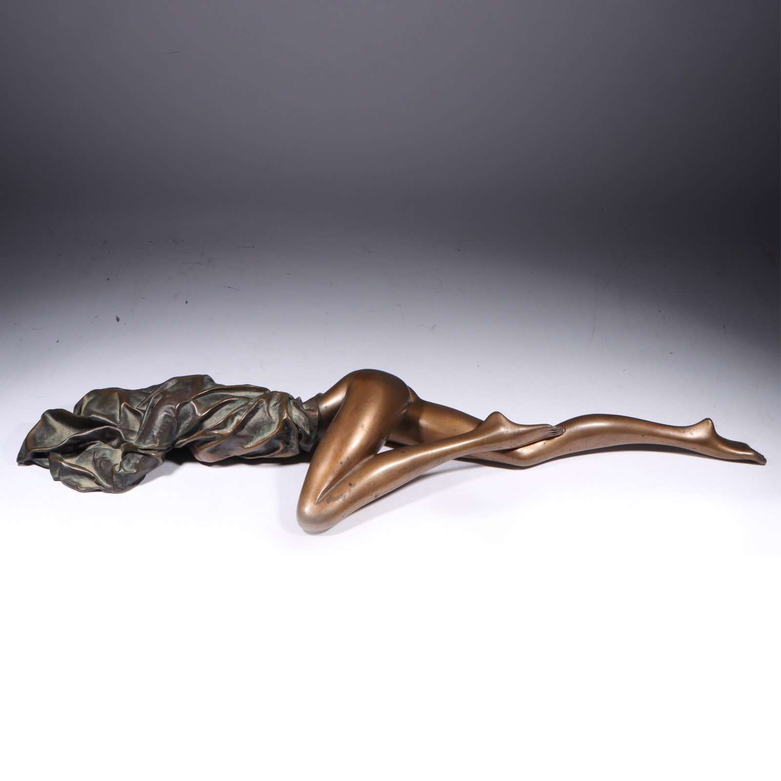 Bruno Bruni, Italian / German (b.1935), draped reclining nude, Venturi Arte bronze sculpture, 4"H x (1 of 12)