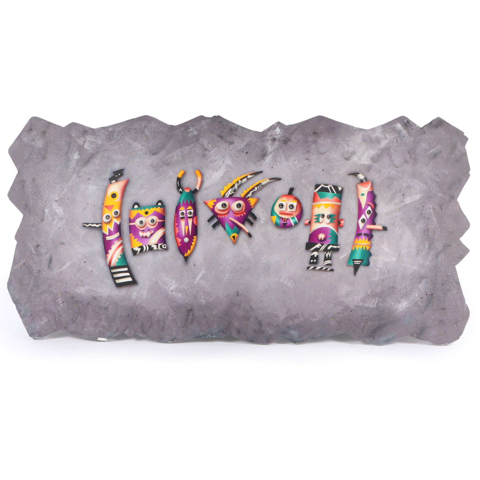 Dave Kuhn, Indiana (20th/21st century), face masks, 1990, mixed media, 24"H x 47 3/4"W (1 of 16)