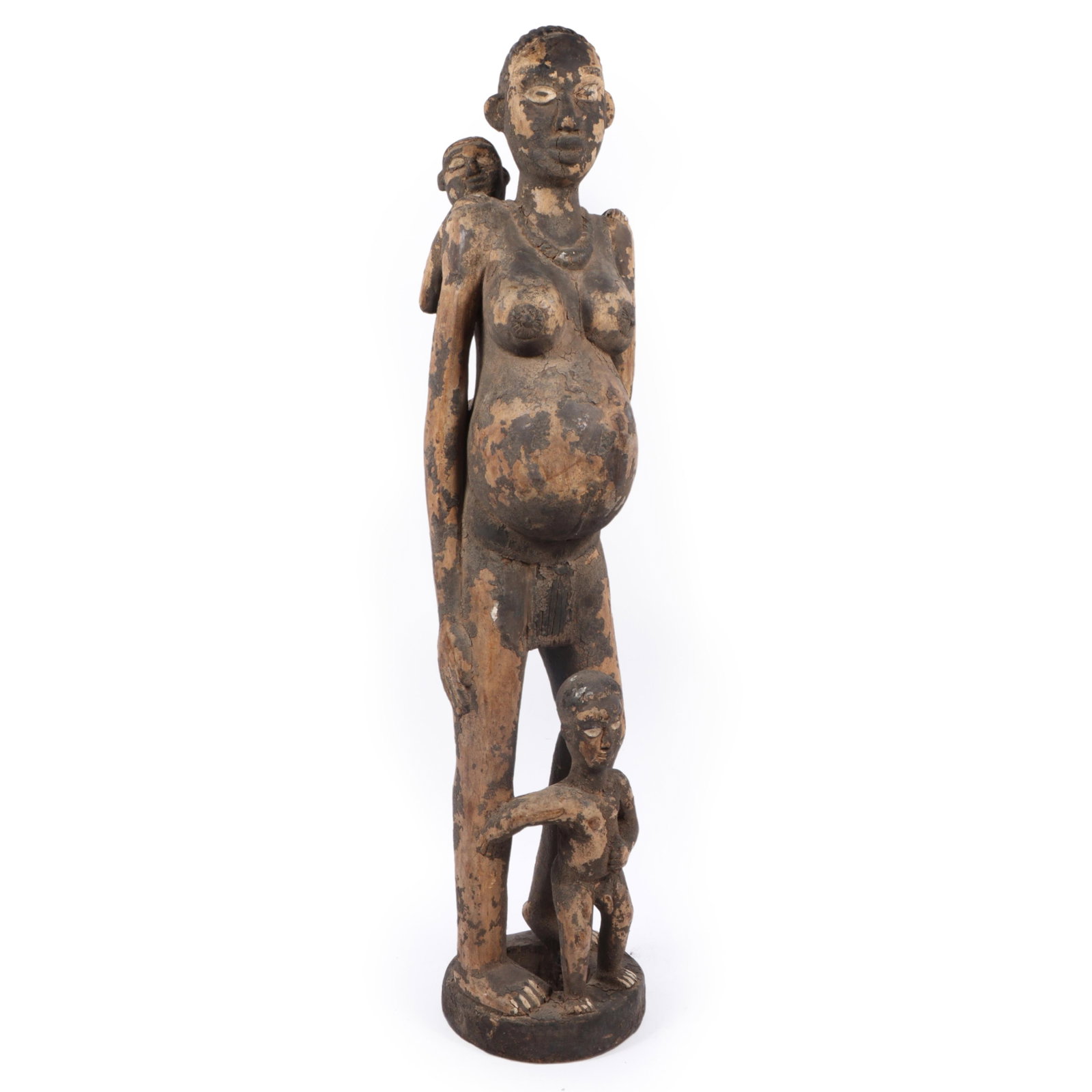 African Yombe? 46inch tribal carved wood floor standing maternity figure sculpture, D.R. Congo, (1 of 14)