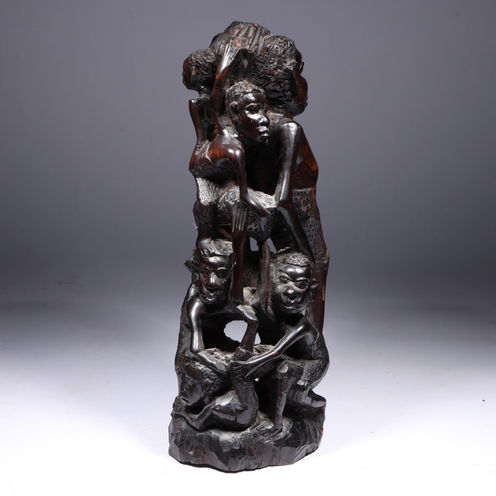 African Makonde Ujamaa Ancestral Tree of Life sculpture, Tanzania. 14 1/4"H x 5 1/2"W (1 of 10)
