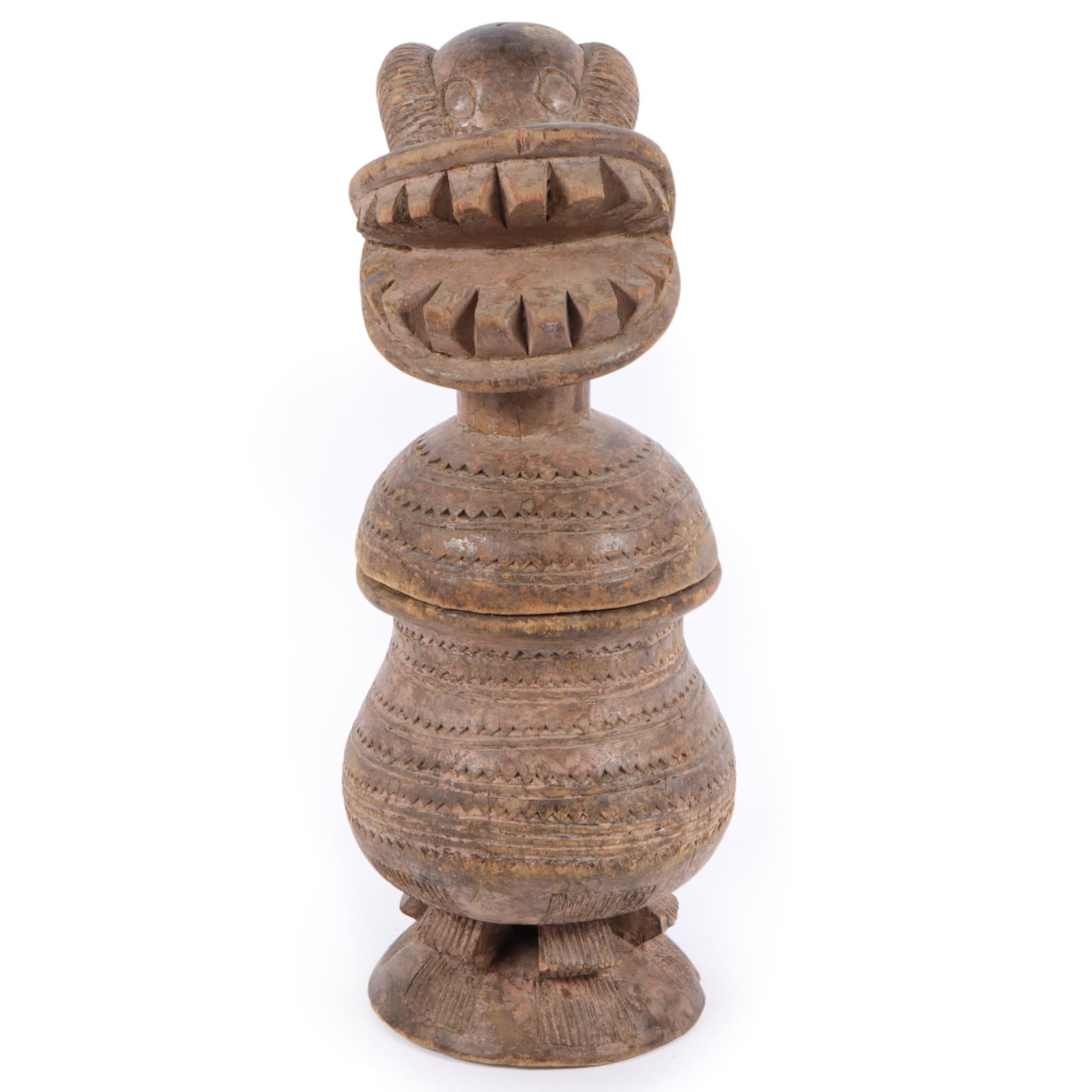 African Dogon? carved wood zoomorphic standing monkey medicine ritual offering box storage jar (1 of 13)