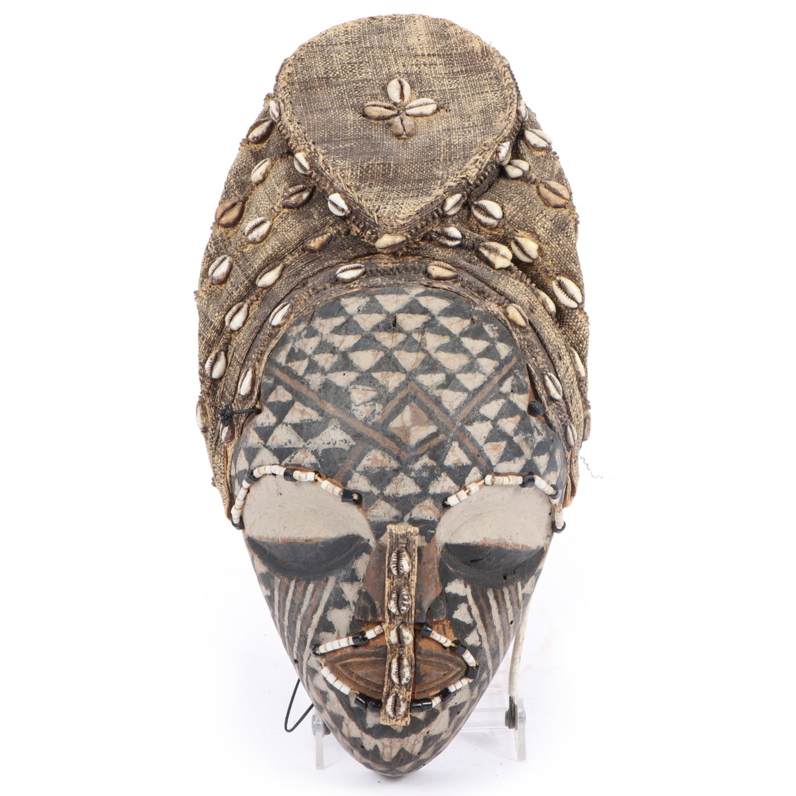 African Kuba Ngaady a Mwaash ceremonial mask, Democratic Republic of Congo 15"H x 7"W (1 of 9)