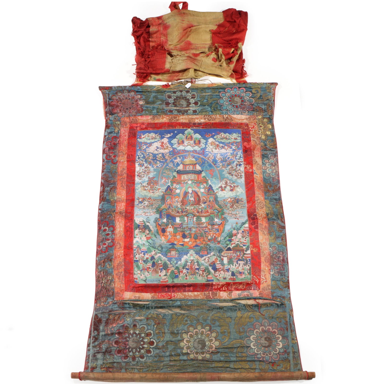 Antique Qing Tibetan Buddhist Thangka Life of Padmasambhava religious scroll painting on silk. 26 (1 of 19)