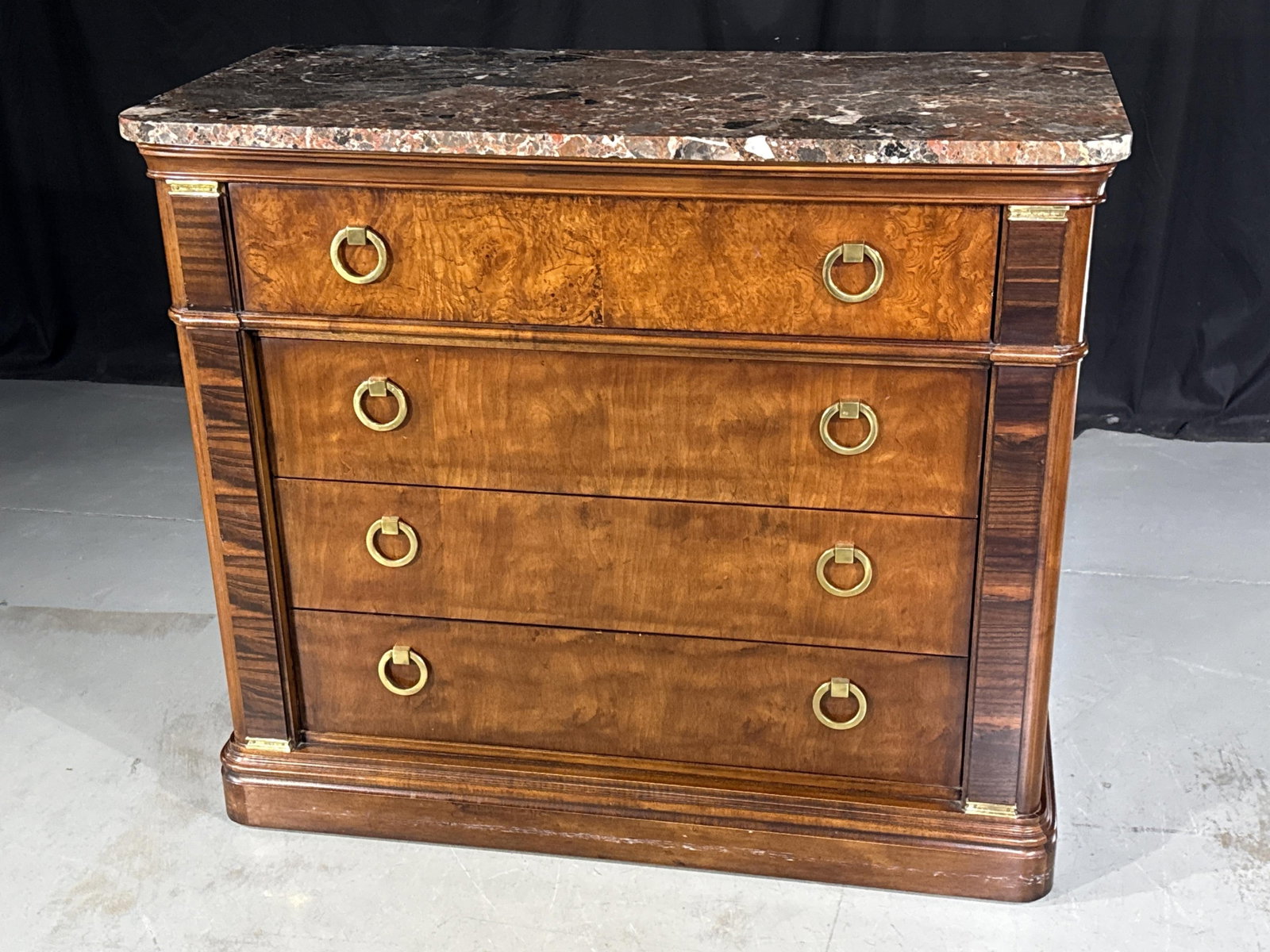 Henredon marble top Empire style four drawer chest, Natchez? collection. 34 1/4? H x 40? W x 19? D (1 of 11)