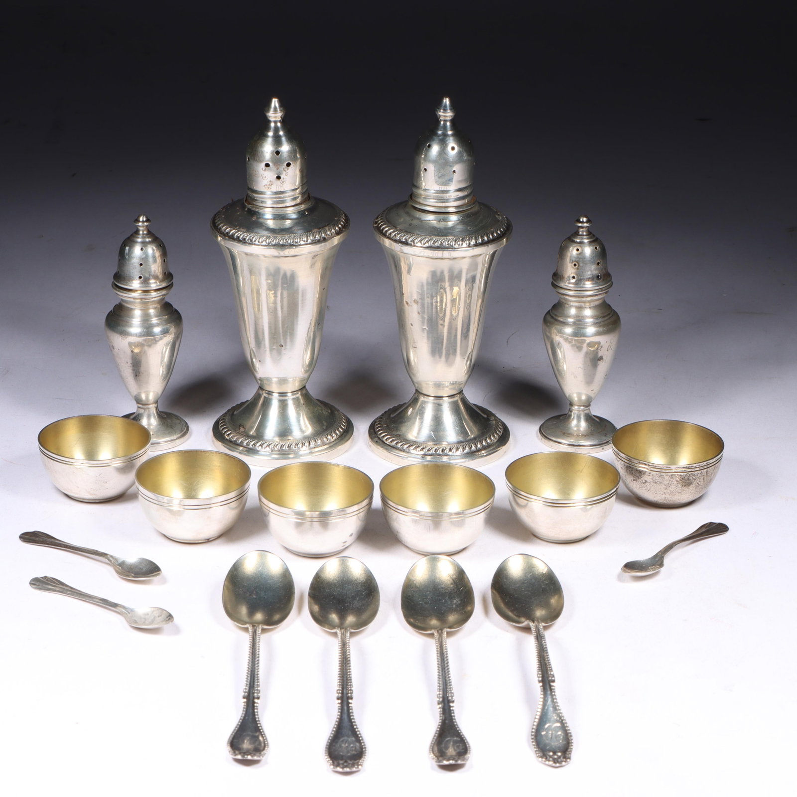 Tiffany & Co. Sterling Silver Sterling Salt Cellars 6pc, Sterling Silver Weighted Salt & Pepper (1 of 15)
