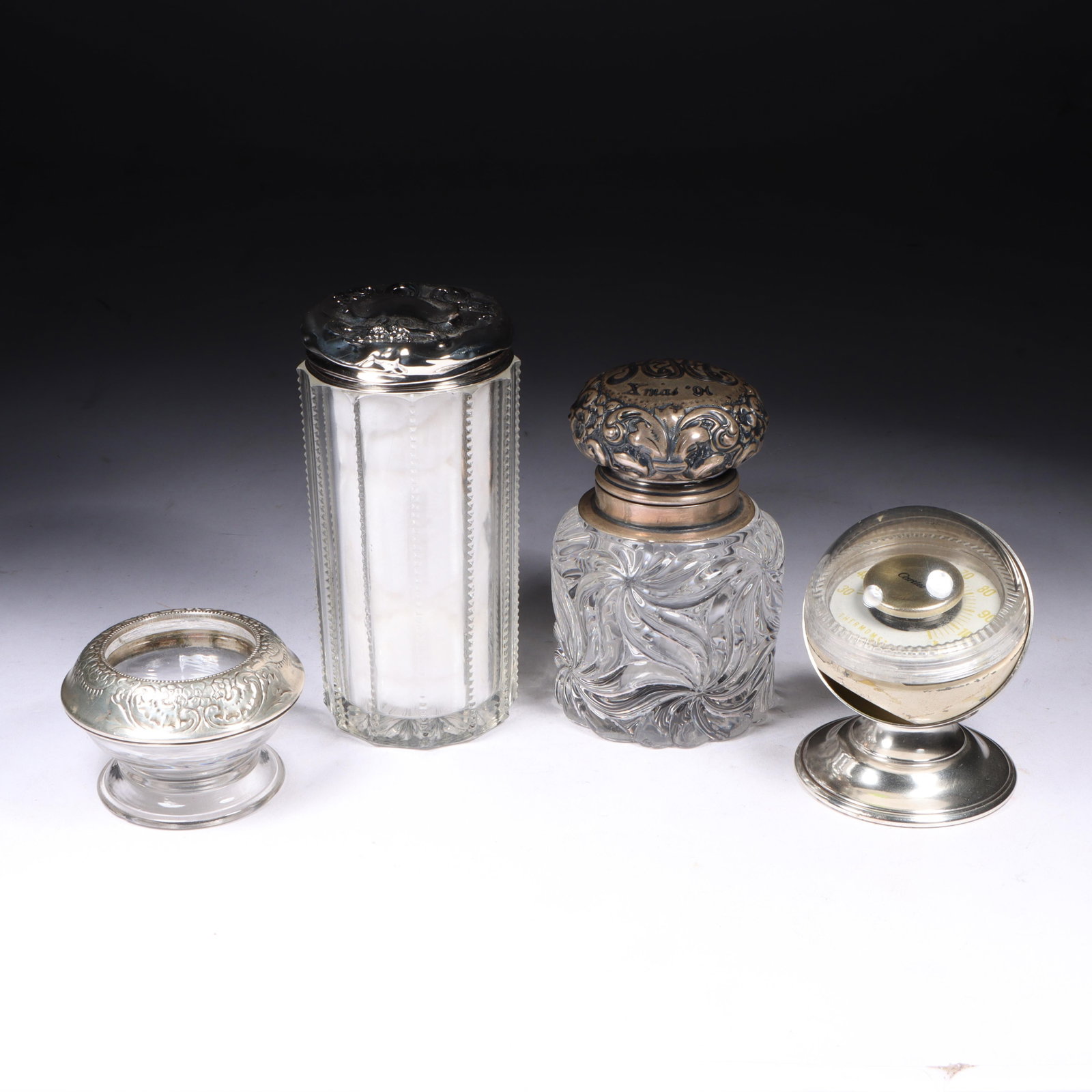 Vintage Sphere Cartier Sterling Silver Thermometer, Crystal Dresser Jar w/ Sterling Silver Cap, (1 of 13)
