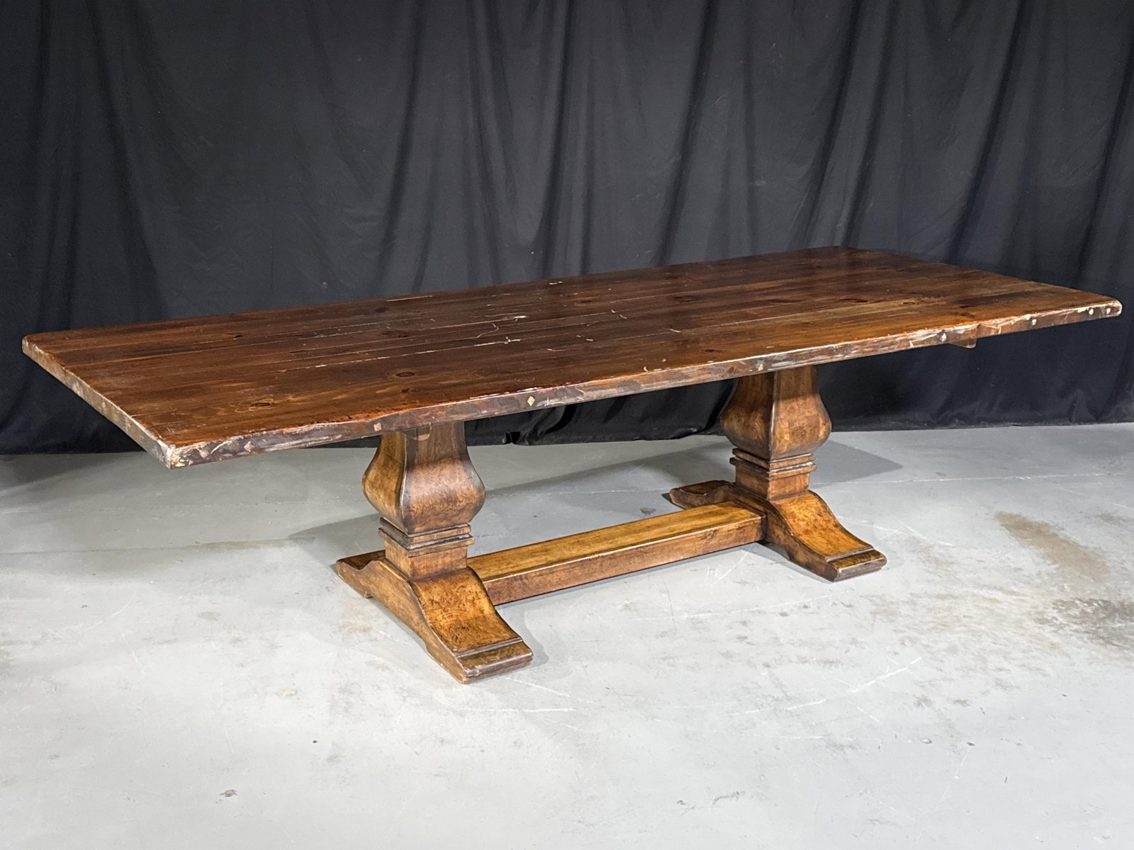 Massive Ralph Lauren? rustic harvest banquet dining trestle table. 30? H x 108? W x 44? D (1 of 10)