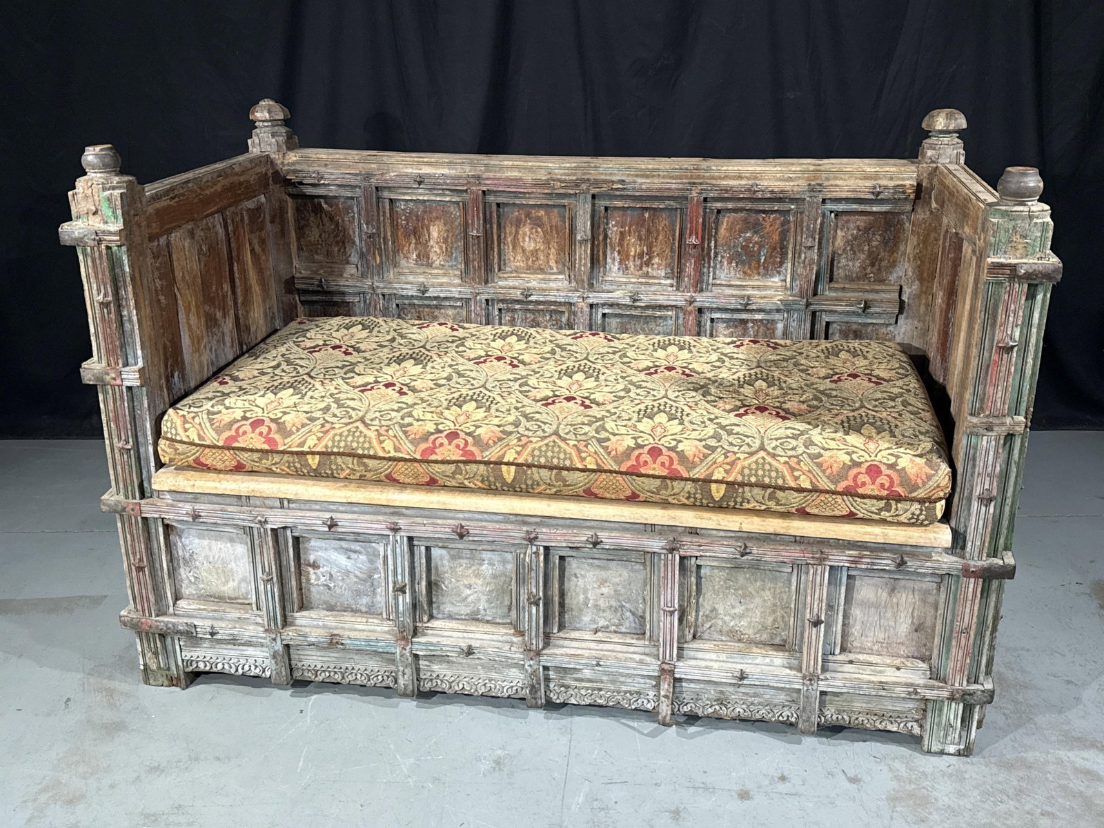 Antique Anglo-Indian Damchiya/dowry storage chest settle bench (1 of 10)