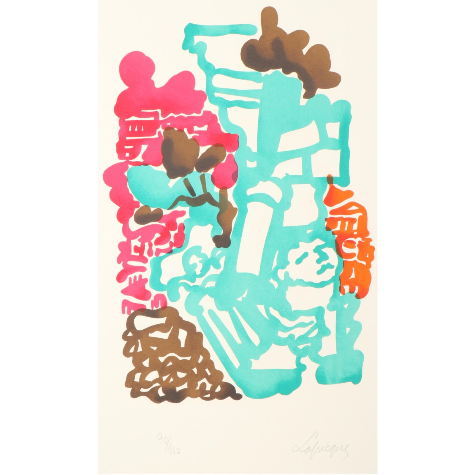 Charles Lapicque, French (1898-1988), figural abstract, color lithograph, 12"H x 8 1/2"W (image), (1 of 8)
