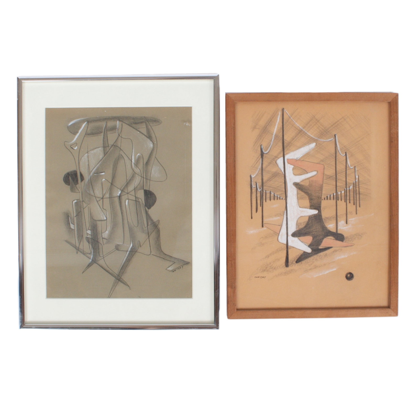 Gilbert Hancox, New York / United Kingdom (b. 1908), two untitled abstracts, 1947, mixed media on: Gilbert Hancox New York / United Kingdom (b. 1908) two untitled abstracts, 1947 mixed media on paper initialed and dated lower right. From ArtInBrooklynl.com: Gilbert Hancox was born just outside of L