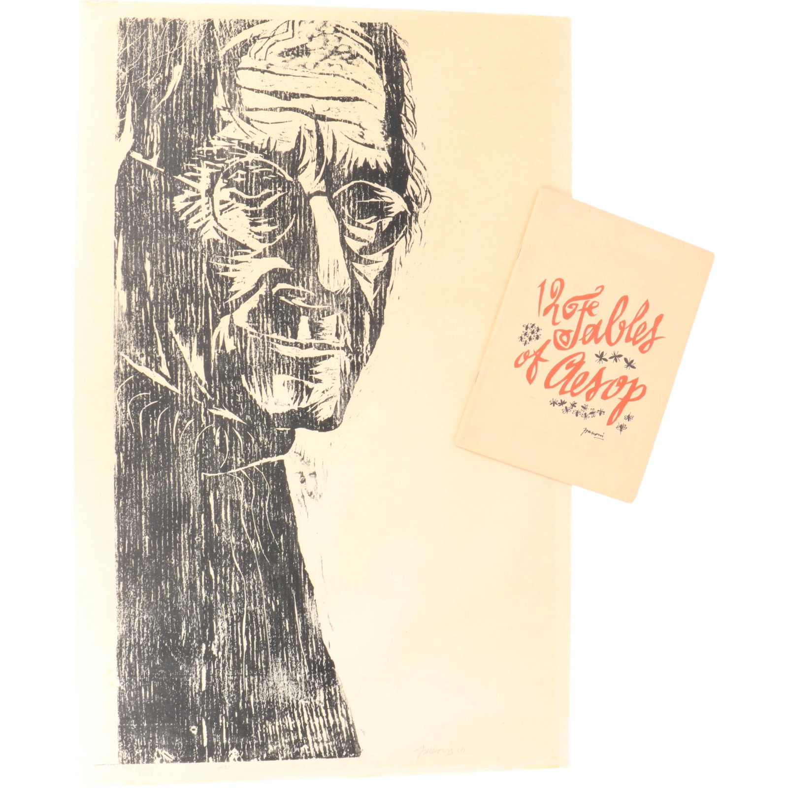 Antonio Frasconi, Uruguayan American (1919-2013), Sean O'Casey, 1956 / 12 Fables of Aesop, woodcut: Antonio Frasconi Uruguayan American (1919-2013) Sean O'Casey, 1956 / 12 Fables of Aesop woodcut and book of linoleum blocks Sean O'Casey: pencil signed and dated lower right, edition 25. Biography fro