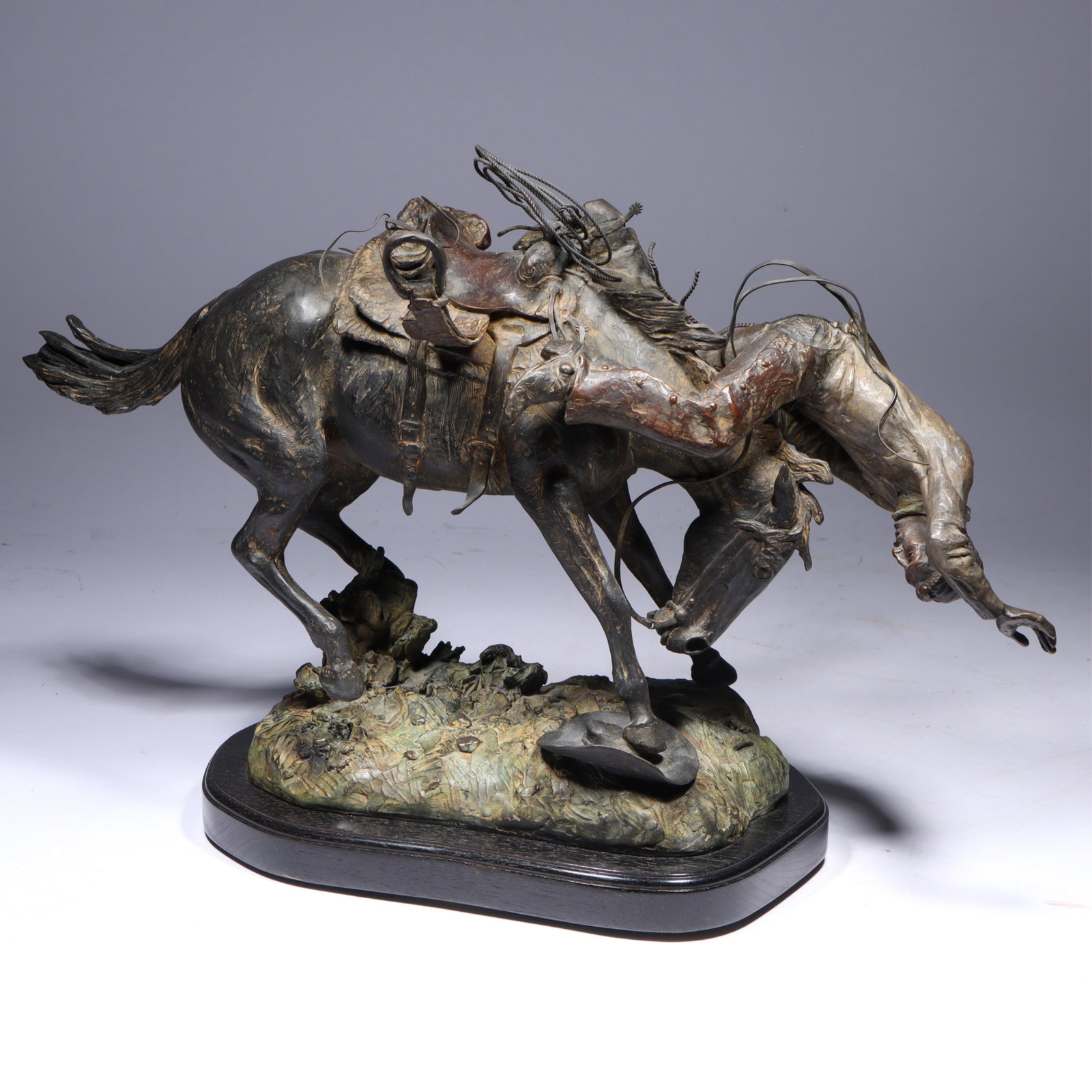 Joe Beeler, American (1931-2006), Never Walk when you can Ride, bronze: Joe Beeler American (1931-2006) Never Walk when you can Ride bronze Incised signature at base, numbered 12/45, Bronzesmith Foundry stamp. Provenance: purchased from Trailside Fine Art Gallery, 5/96. B