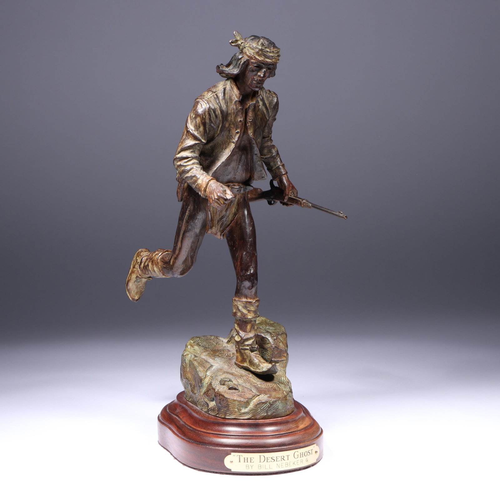 Bill Nebeker, American (b. 1942), The Desert Ghost, 1992, bronze, 4/95 12"HJ x 5 1/2"W: Bill Nebeker American (b. 1942) The Desert Ghost, 1992 bronze Incised signature and date at base, numbered 11/30. Provenance: purchased at Trailside Galleries Biography from the Archives of askART Kno
