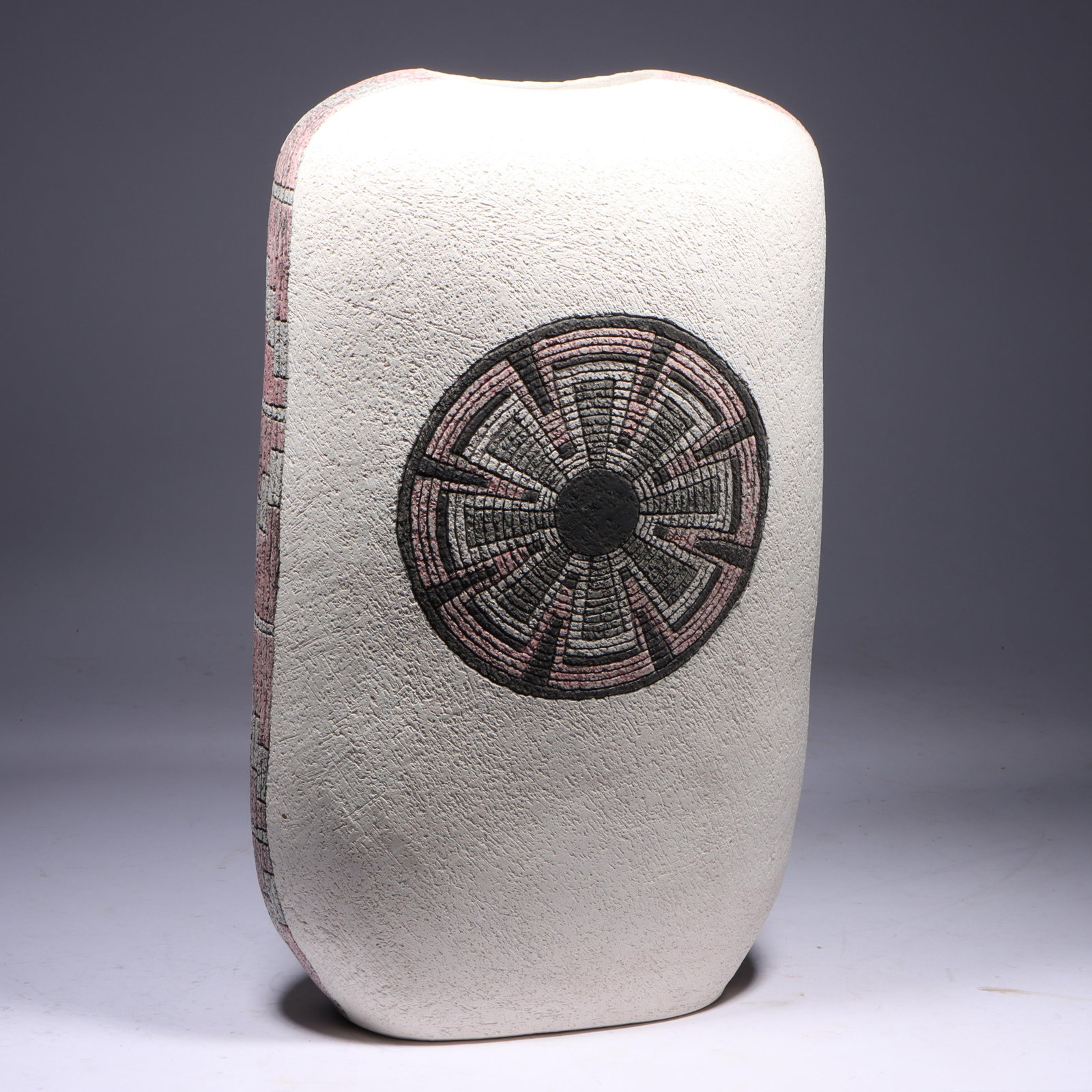 Michael Janes (20th century) Southwestern polychrome pottery vase with etched geometric design, (1 of 10)