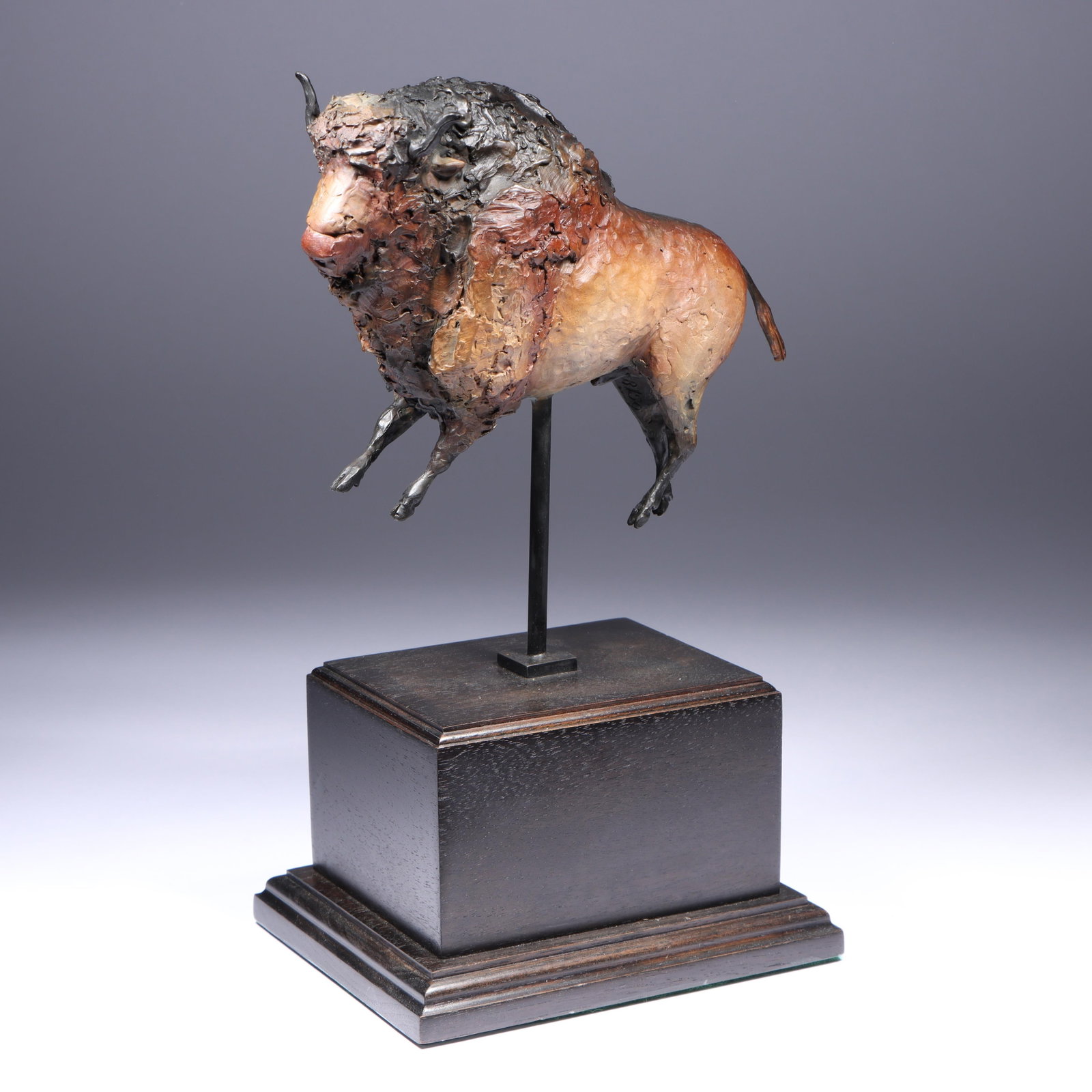 Star Liana York, American (b. 1952), Old Thunder Spirit, bronze, 11 1/2"H x 5 1/4"W: Star Liana York American (b. 1952) Old Thunder Spirit bronze mounted on a wooden plinth. Incised signature on back leg. Biography from the Archives of askART The following information was submitted in