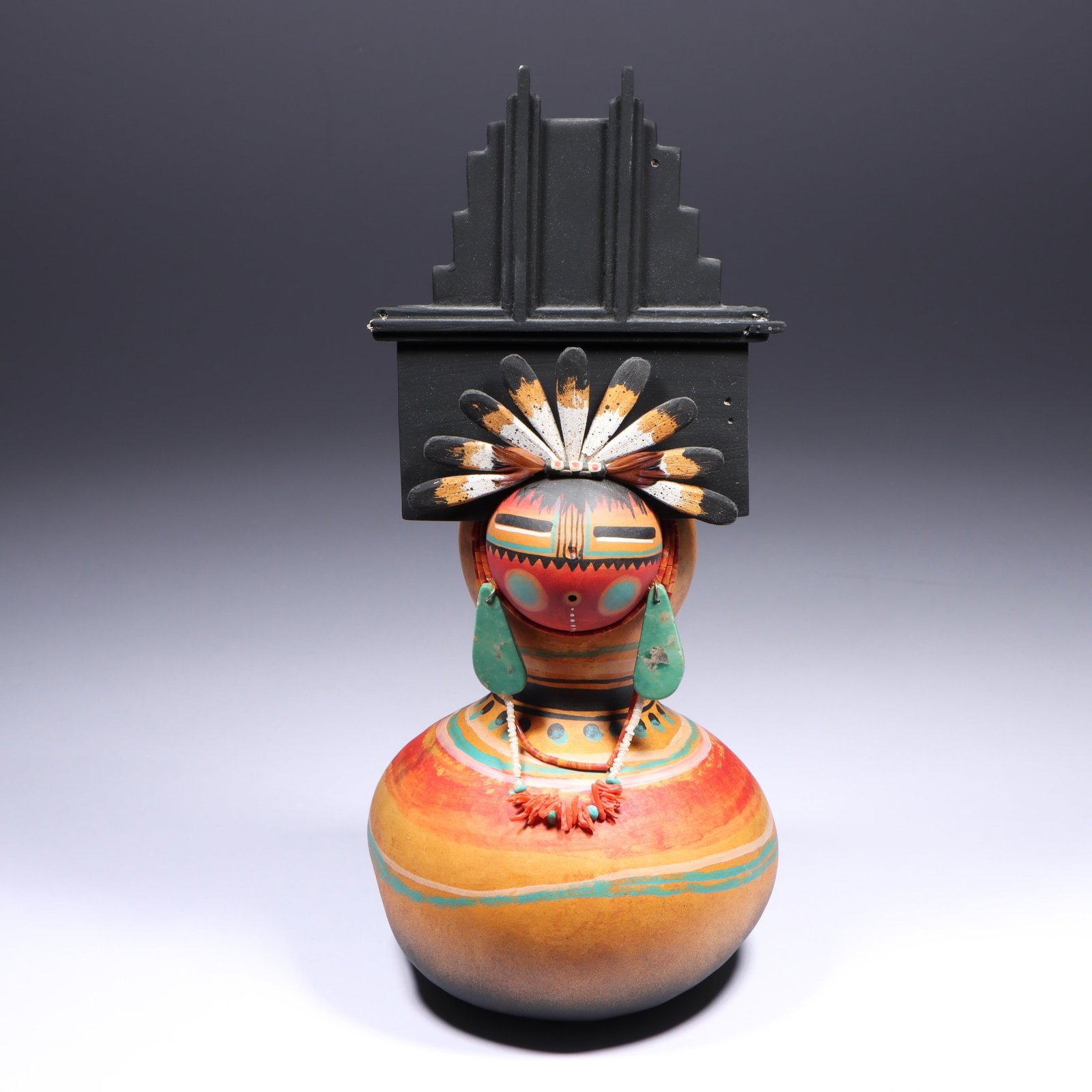 Robert Rivera (20th/21st century) Southwestern polychrome figural gourd sculpture with carved (1 of 12)