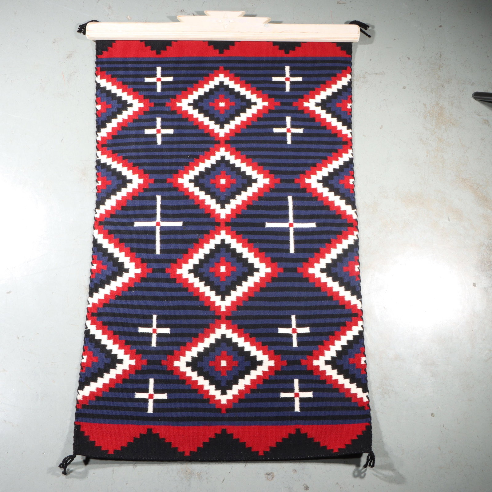 Michele Laughing Navajo Native American Chief blanket rug weaving 48"H x 27"W (1 of 9)