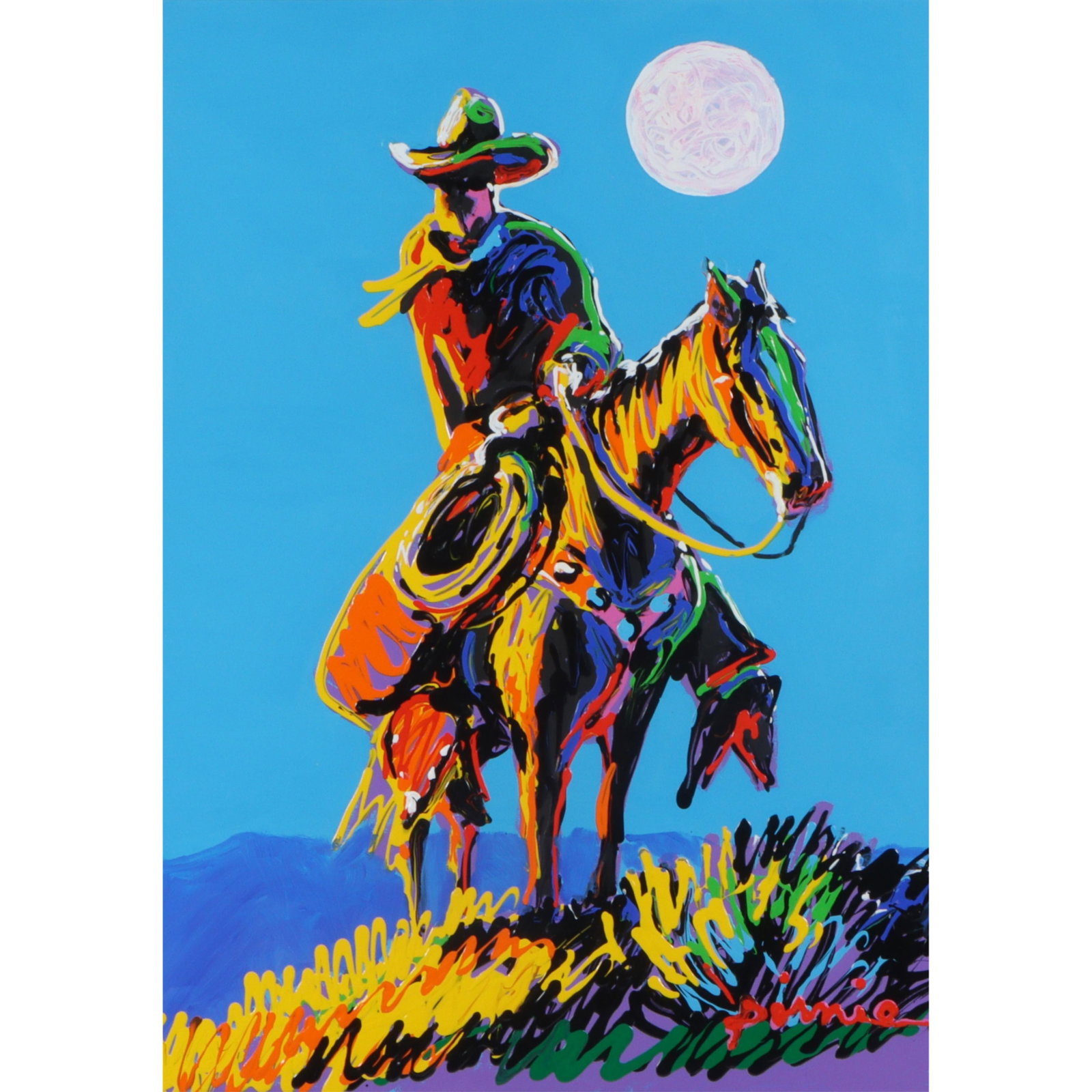 Larry Pirnie, American (B. 1940), Saddle Reverie, acrylic on paper, 29 x 37 27 3/4"H x 19 (1 of 8)