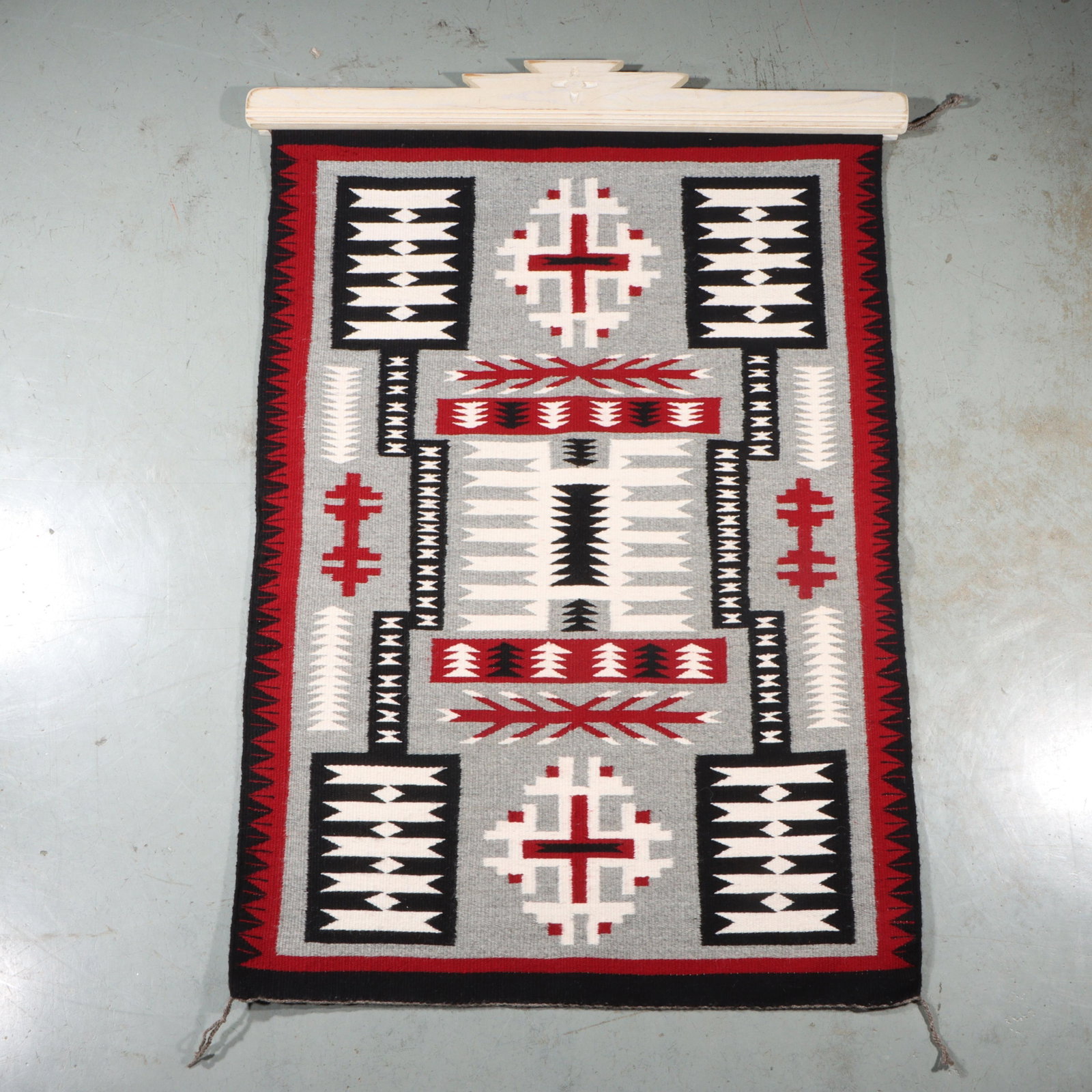 Navajo Native American Storm Pattern blanket rug weaving, 42"H x 27 3/4"W (1 of 7)