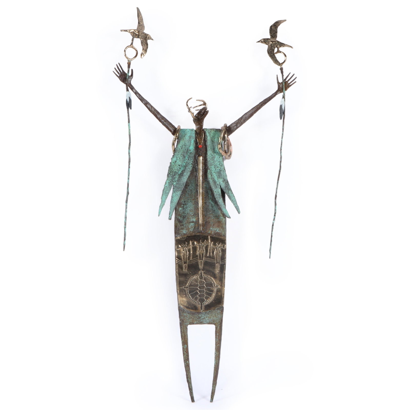 Bill Worrell, American (1936-2021), The Eternal Guardian, 1998, bronze and copper sculpture, 32 (1 of 14)