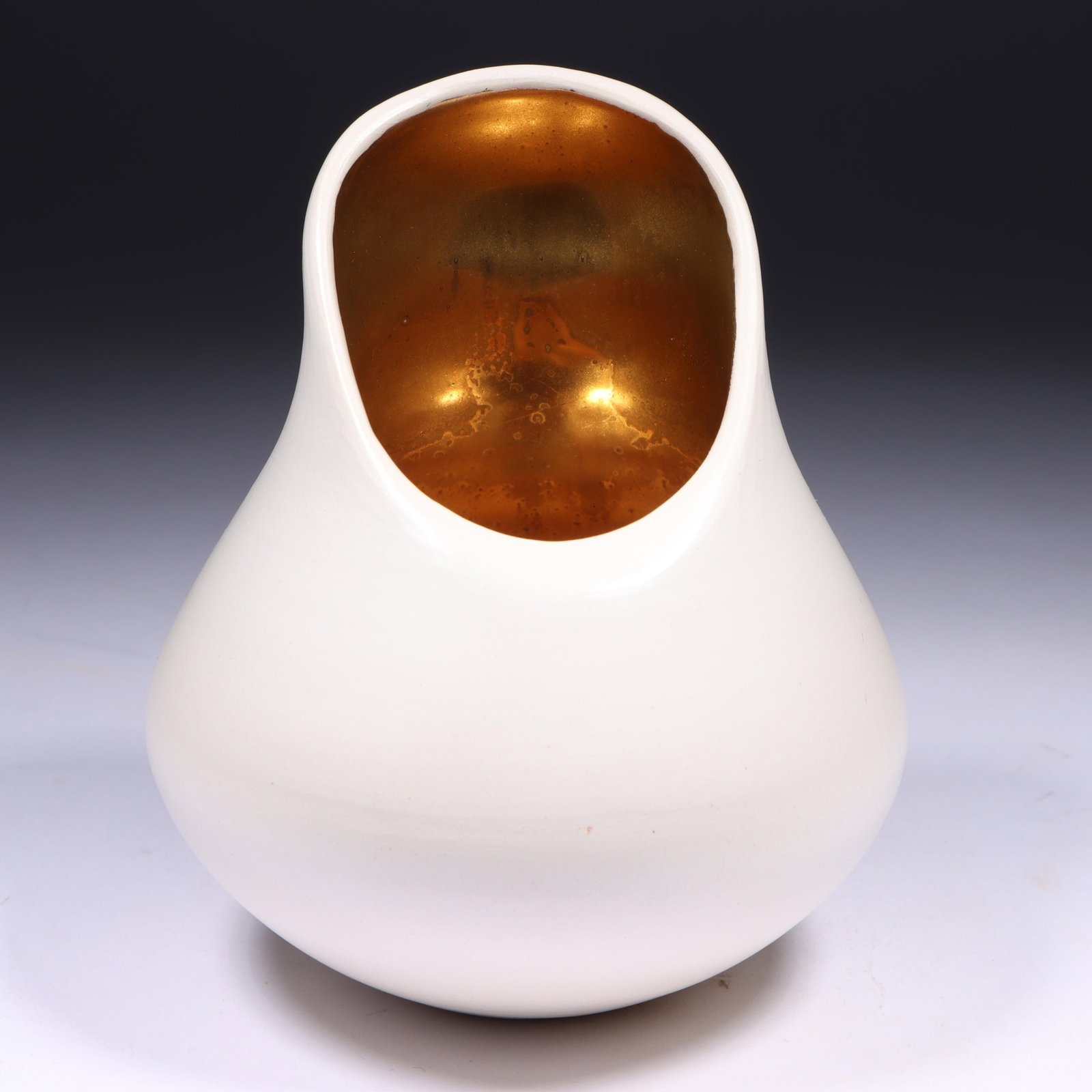Pahponee (Kickapoo) contemporary studio art pottery vessel with metallic glazed interior, 2006 5"H x (1 of 9)