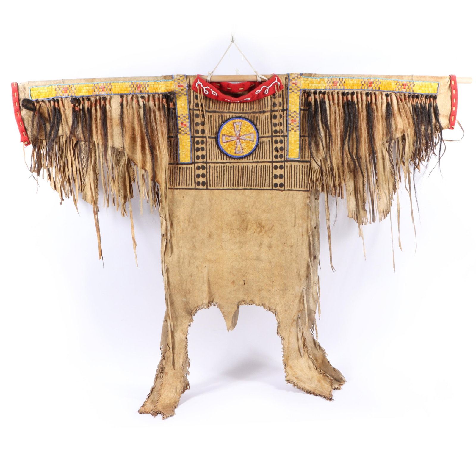 Lance Grabowski Native American style "Blood quilled shirt" reproduction Blackfoot war shirt 64"W (1 of 20)
