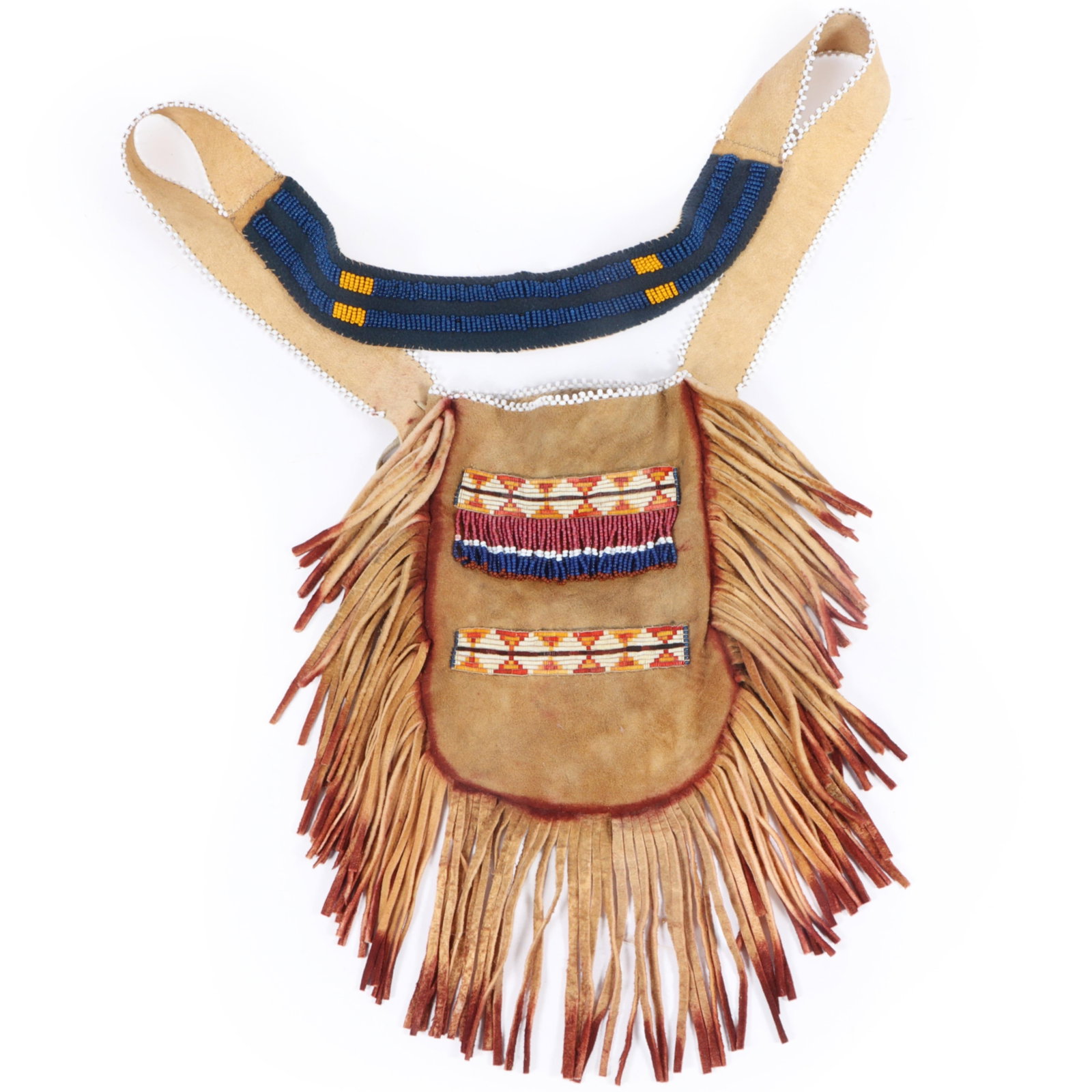 Lance Grabowski Native American style geometric beaded animal hide tobacco or pipe bag 16 1/2"H x (1 of 11)