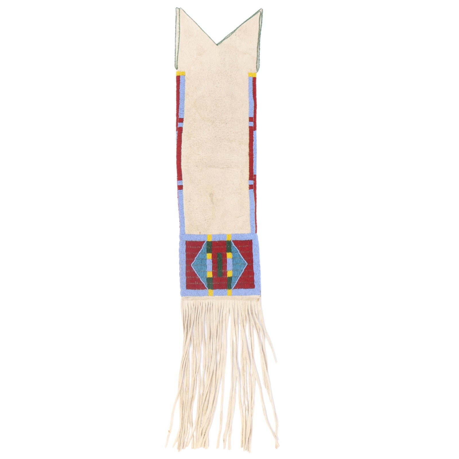 Lance Grabowski Native American style beaded animal hide tobacco bag 34"H x 6 1/4"W (1 of 11)