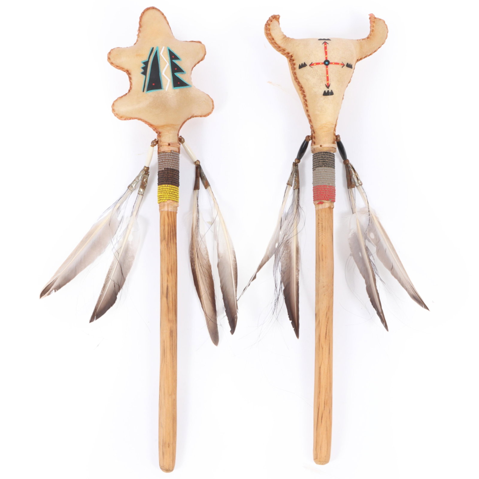 Native American style dance sticks or rattles 19 1/2"H x 5"W (1 of 7)