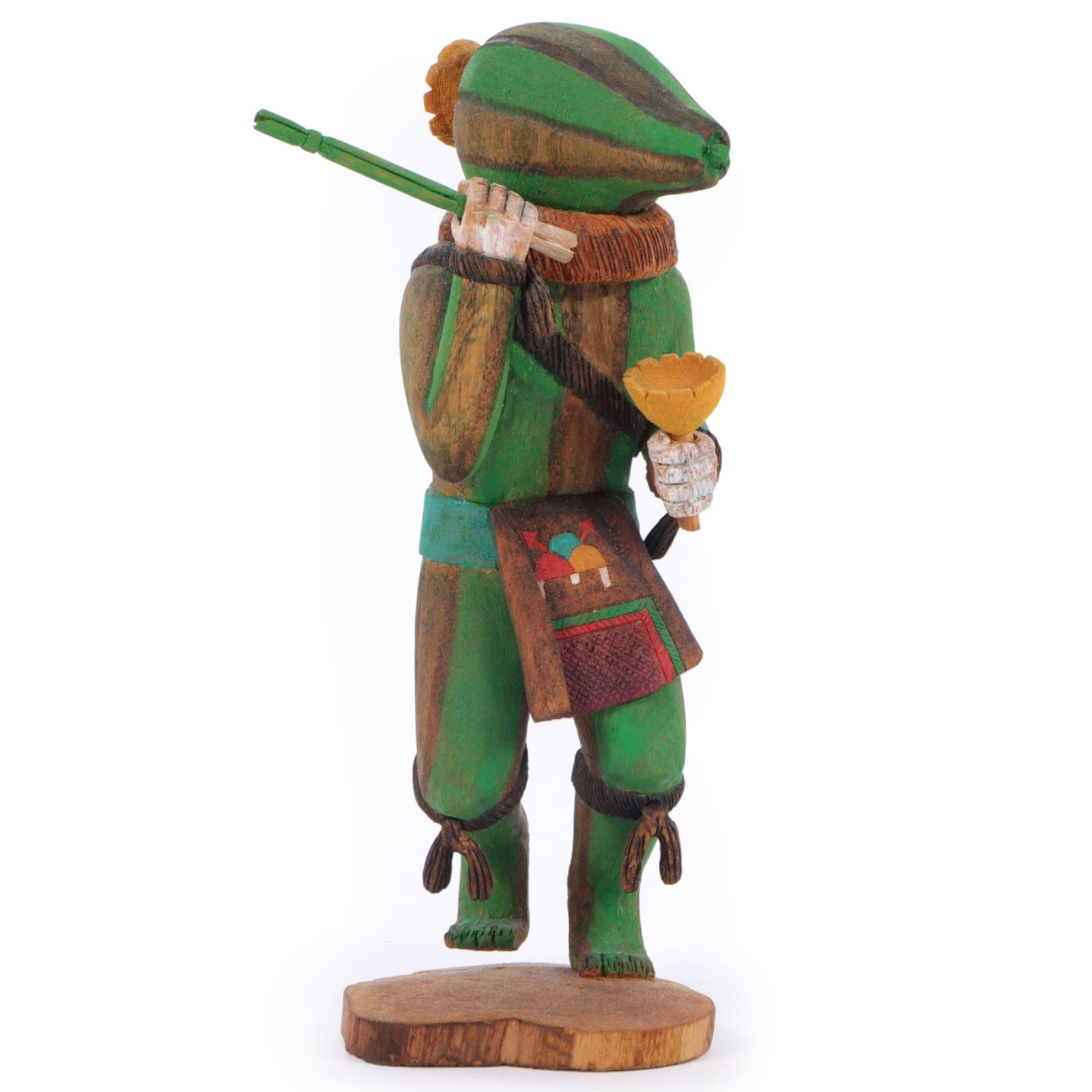 Hopi Native American carved and painted Squash Kachina figure by Ron Honyumptewa 9"H x 4 1/2"W x 3"D: Hopi Native American carved and painted Squash Kachina figure by Ron Honyumptewa Signed under base. 9"H x 4 1/2"W x 3"D