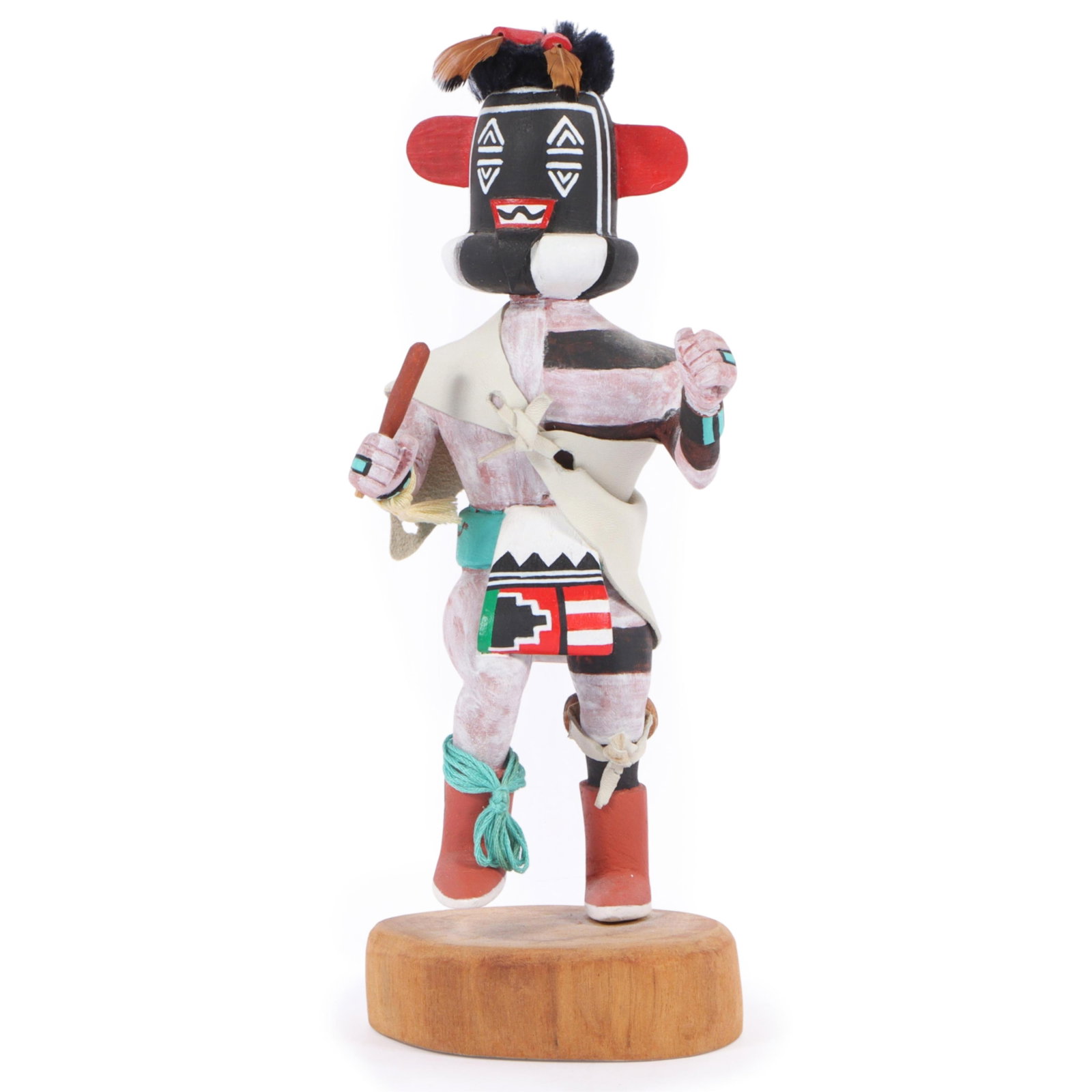 Hopi Native American carved and painted Left-Handed Hunter Kachina figure by Davis Yaiva 10"H x 4"W: Hopi Native American carved and painted Left-Handed Hunter Kachina figure by Davis Yaiva Signed under base. 10"H x 4"W x 3"D