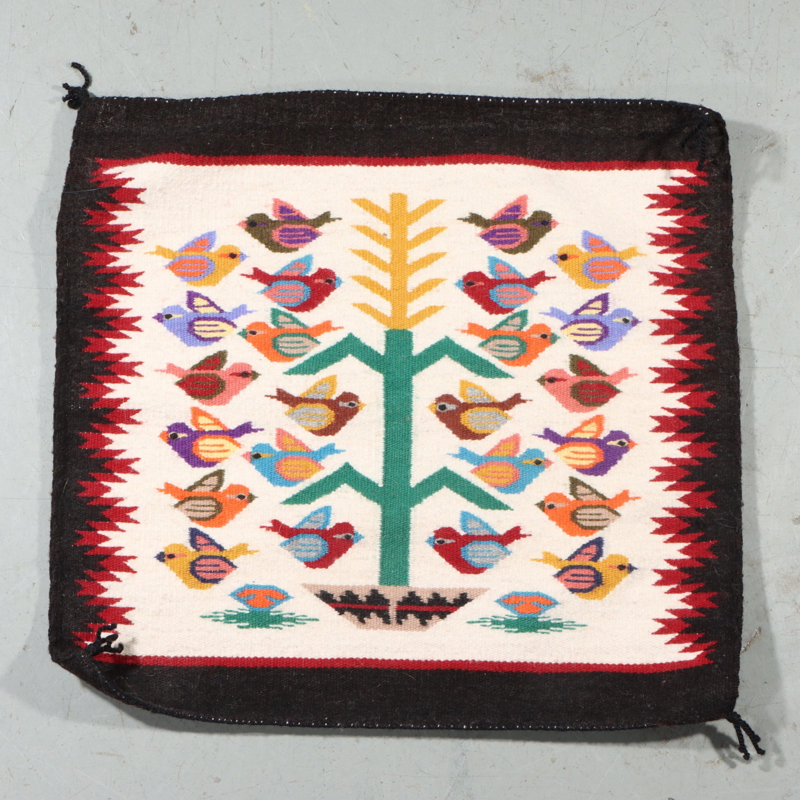 Robert Benally Navajo Native American Tree of Life pictorial textile rug weaving 19 1/2"H x 20"W (1 of 8)