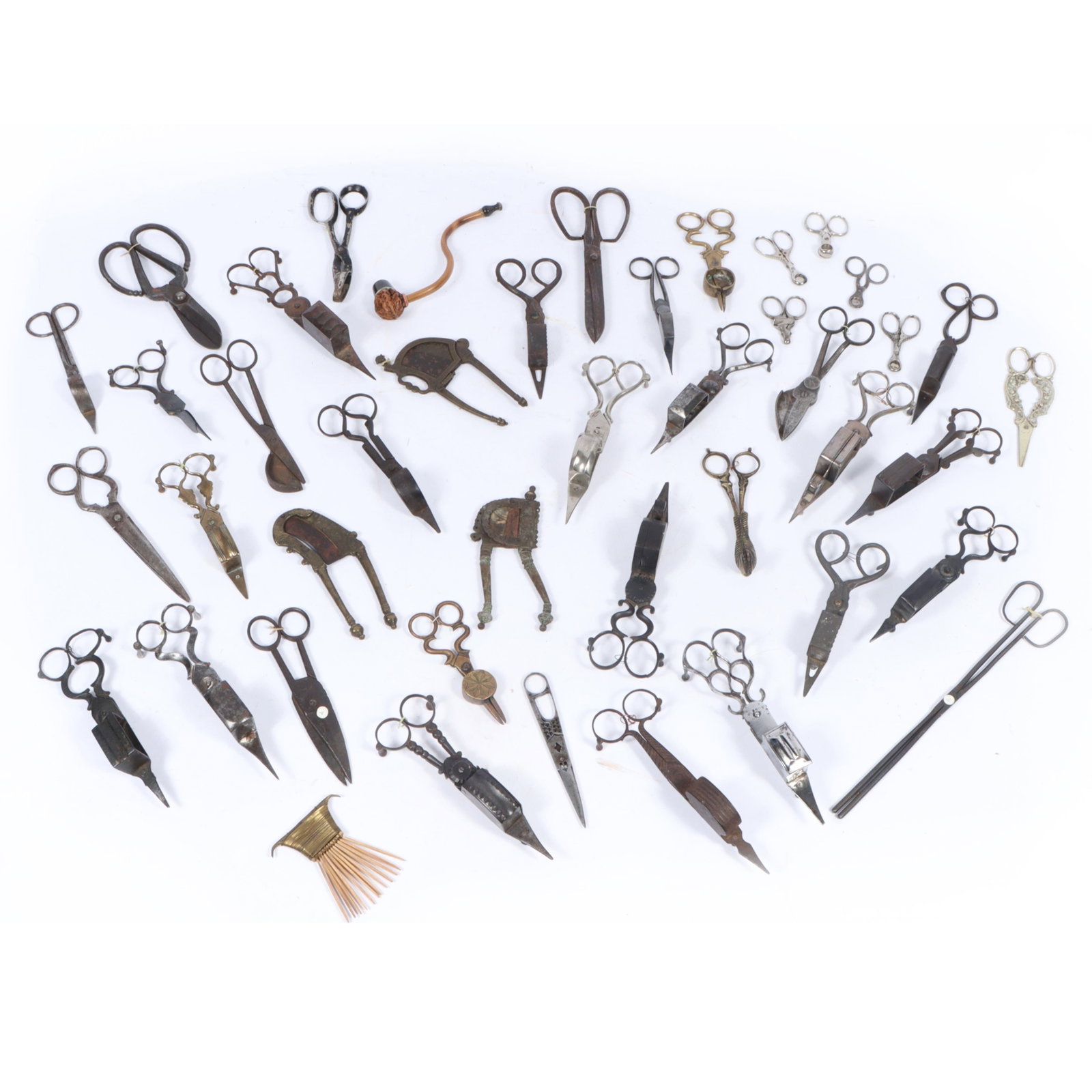 Variety of Antique Candle Snuffers 7"Long x 2 3/4"W (one larger snuffer measured) (1 of 14)