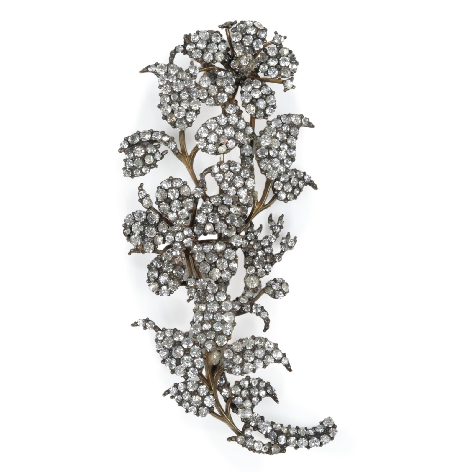 Dimensional museum quality Victorian paste floral bouquet book piece brooch with diamante flowers on (1 of 9)