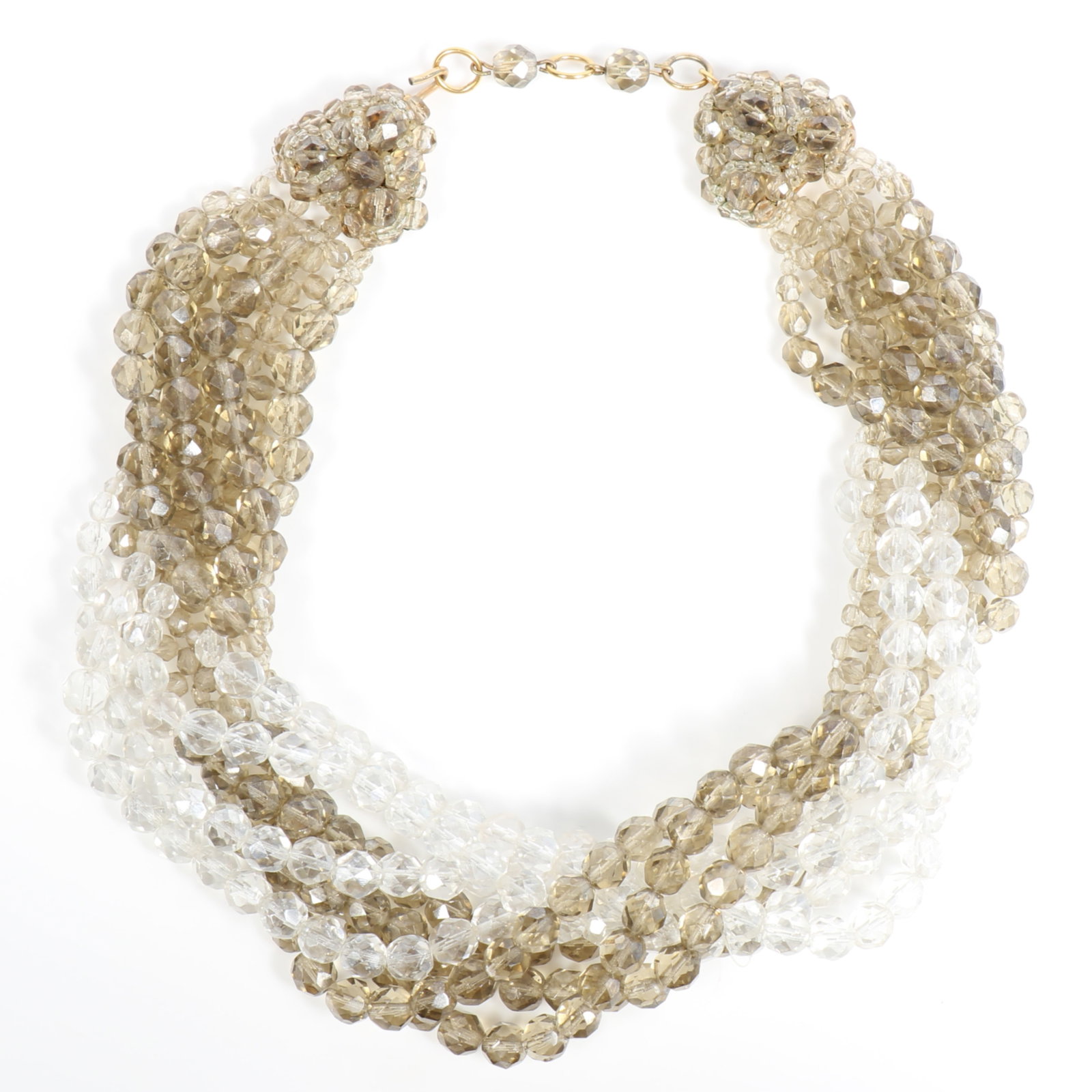 Coppola e Toppo 1960's two-tone multi strand crystal beaded book piece necklace 17"L x 1 3/4"W (1 of 13)