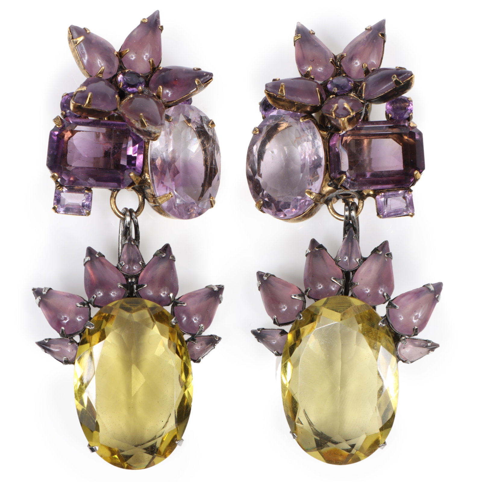 HUGE Iradj Moini amethyst and citrine drop earrings 3 1/2"H x 1 1/2"W (one earring): HUGE Iradj Moini amethyst and citrine drop earrings 3 1/2"H x 1 1/2"W (one earring)