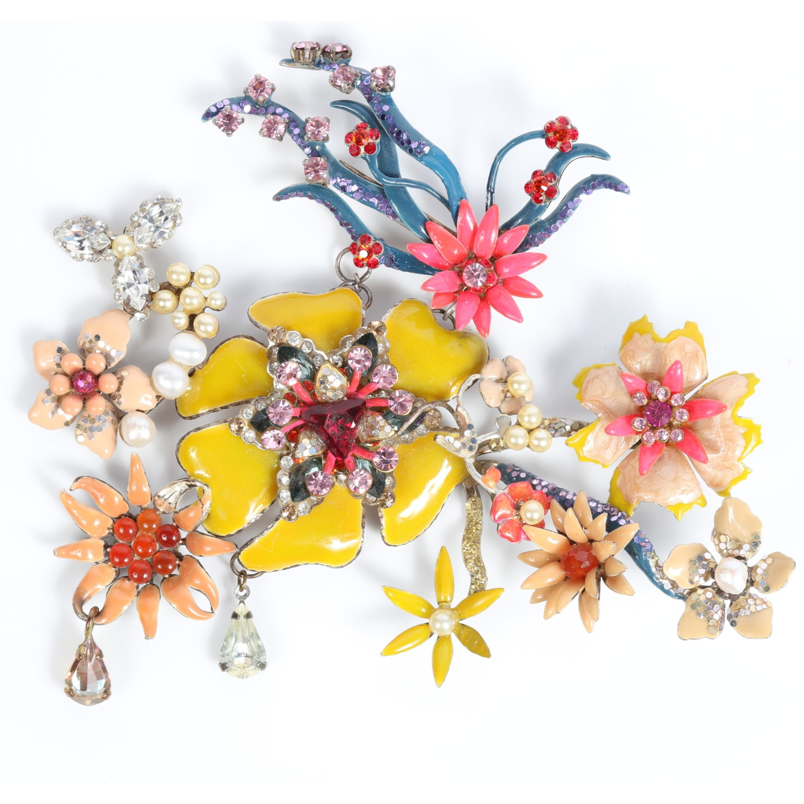 Christian Lacroix designer couture HUGE layered statement floral brooch with brightly colored (1 of 13)