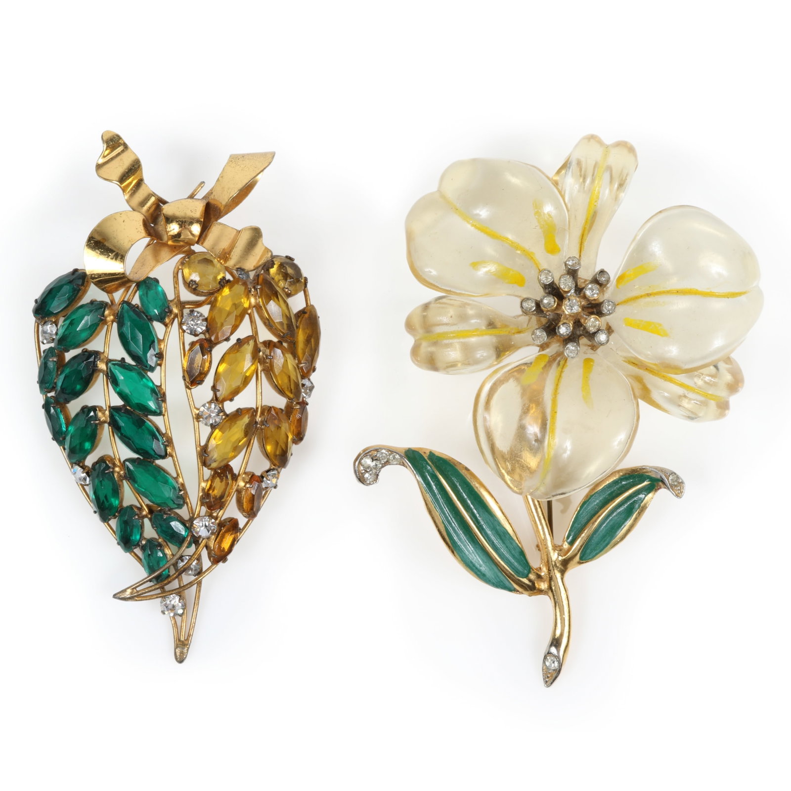 Vogue sterling vermeil retro book piece brooch with prong set, open back stones, and Art Deco Retro (1 of 15)